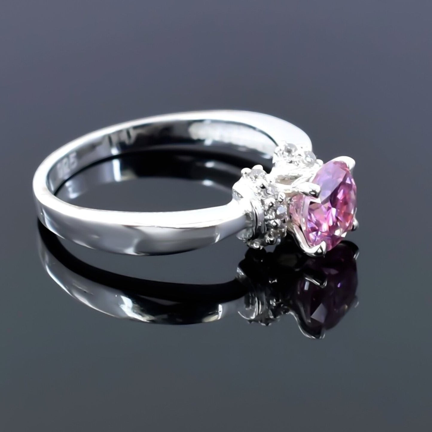 Certified Natural 1.35ct VVS1 Pink Moissanite Ring For Women in 18K Gold Plated Ver 18K Gold Plated