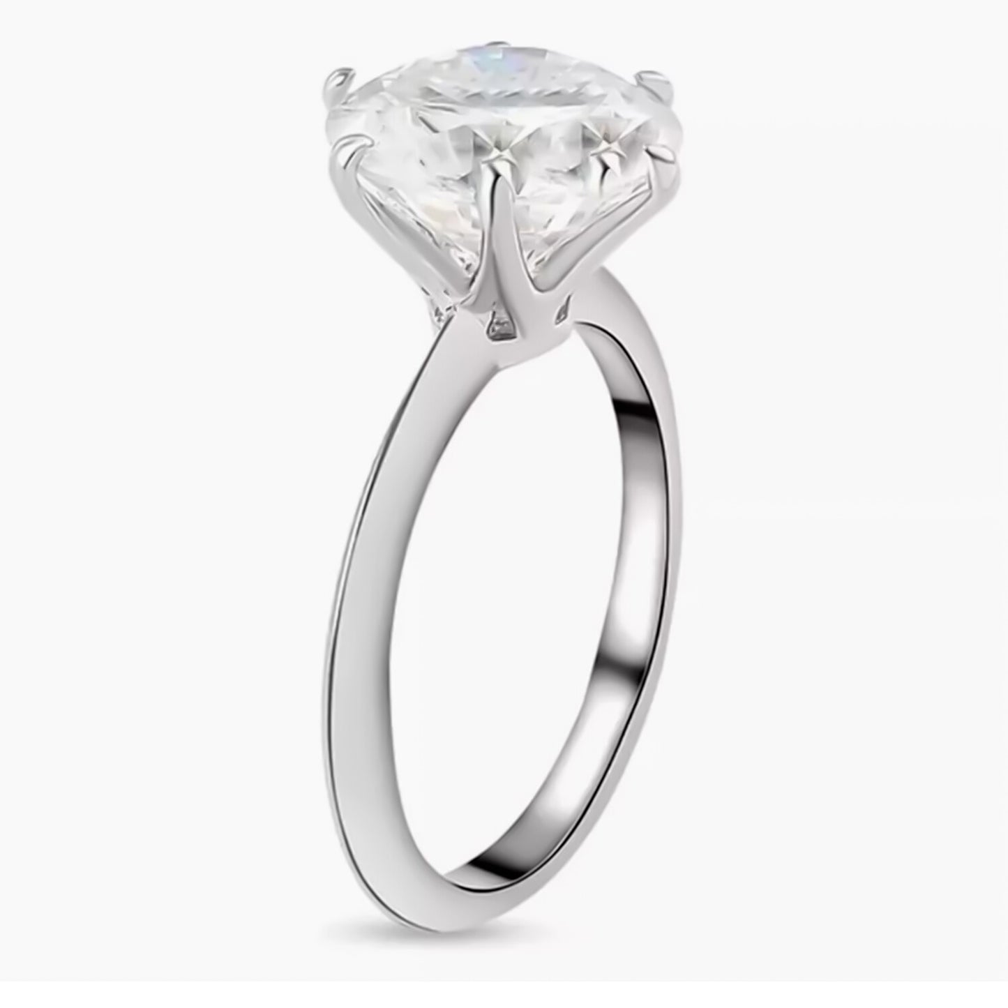 Certified Natural 3ct VS1 White Moissanite Engagement Solitaire Ring AAA 18K Gold P 18K Gold Plated