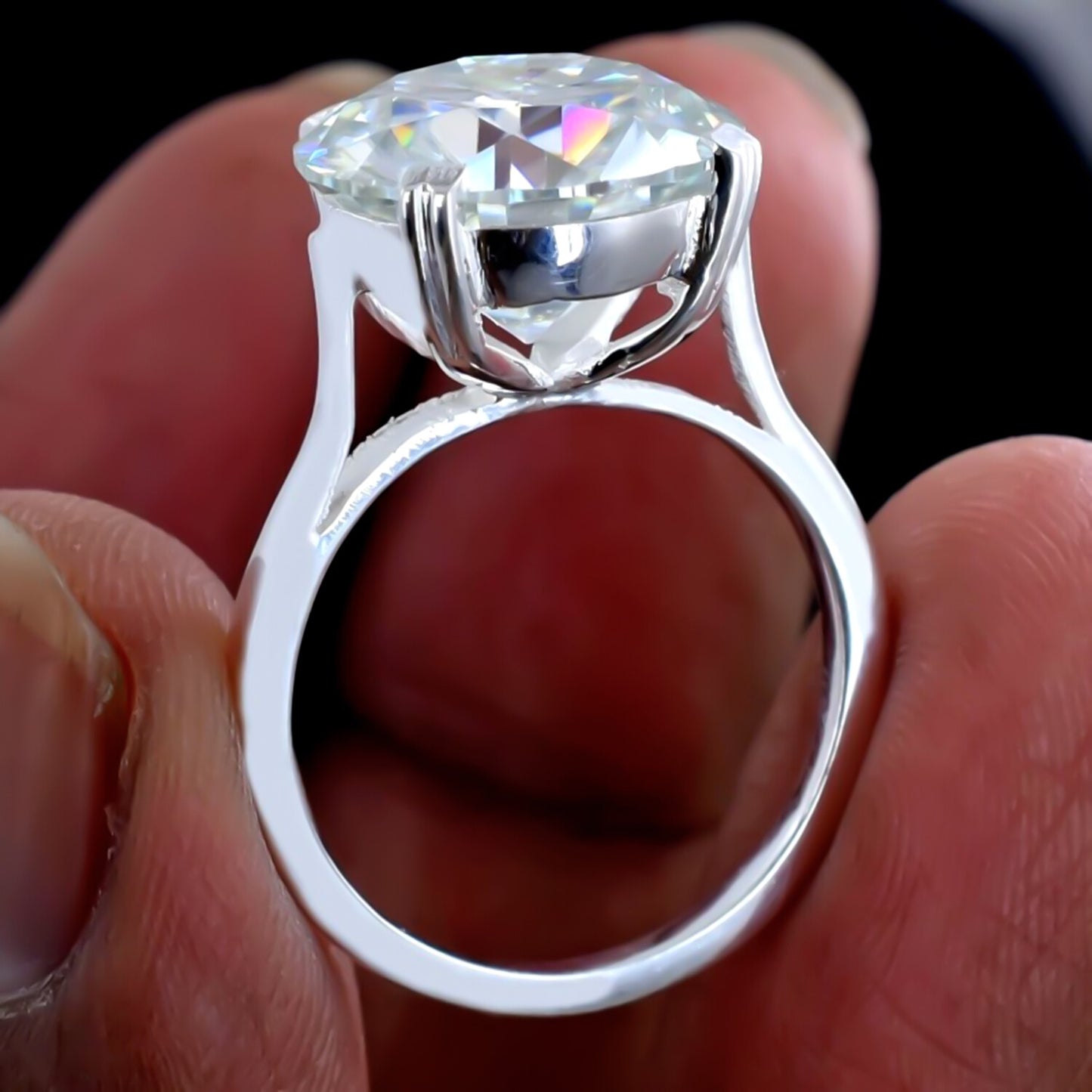 Certified Natural RARE 6.2ct VS1 White Moissanite Engagement Ring in 18K Gold Plate 18K Gold Plated