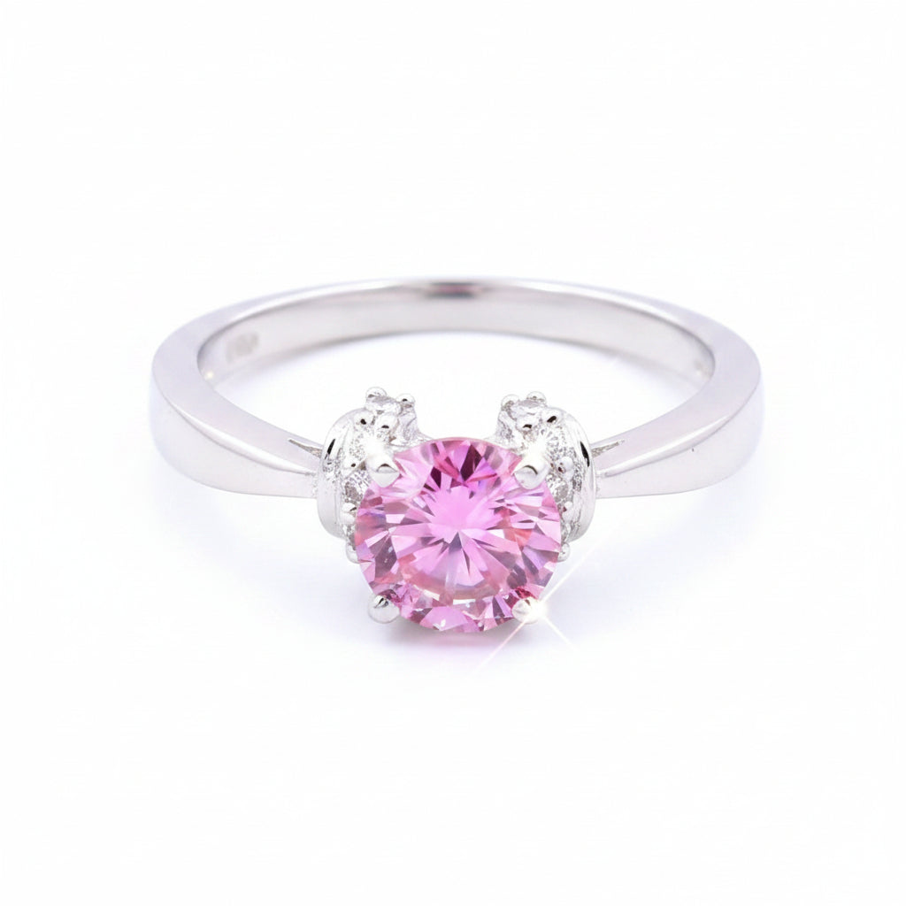 1ct Natural VVS1 Pink Moissanite Solitaire Ring Certified Jewelry 18K Gold Plated V 18K Gold Plated