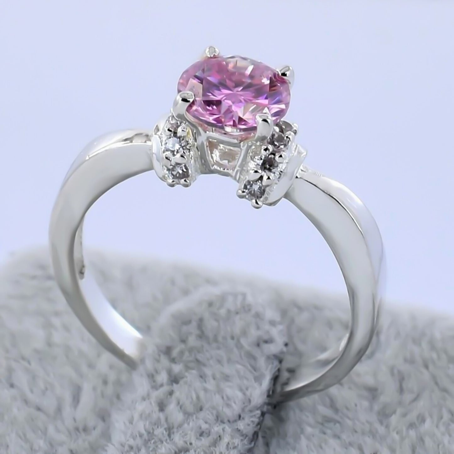 1ct Natural VVS1 Pink Moissanite Solitaire Ring Certified Jewelry 18K Gold Plated V 18K Gold Plated