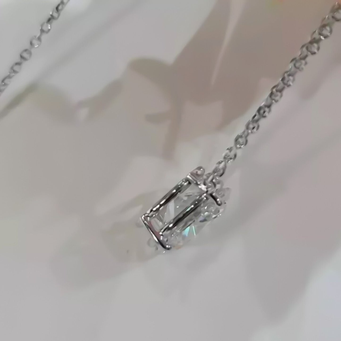 5.10 Ct Oval Cut White Moissanite Solitaire Pendant in Gold Vermeil Gift - View 3 - GEMHUB & CO.