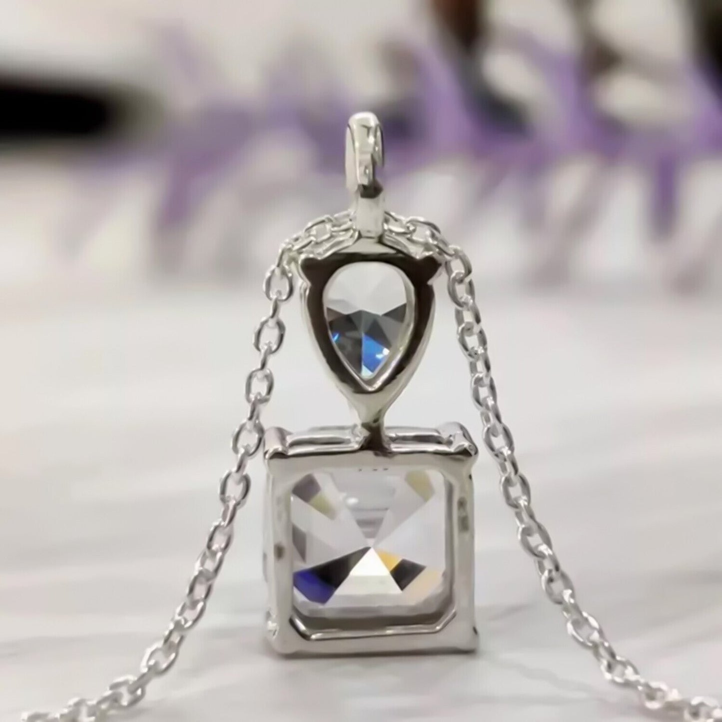 4.60 Ct Certified White Moisanite Solitaire Pendant Gold Vermeil Christmas Gift - View 3 - GEMHUB & CO.