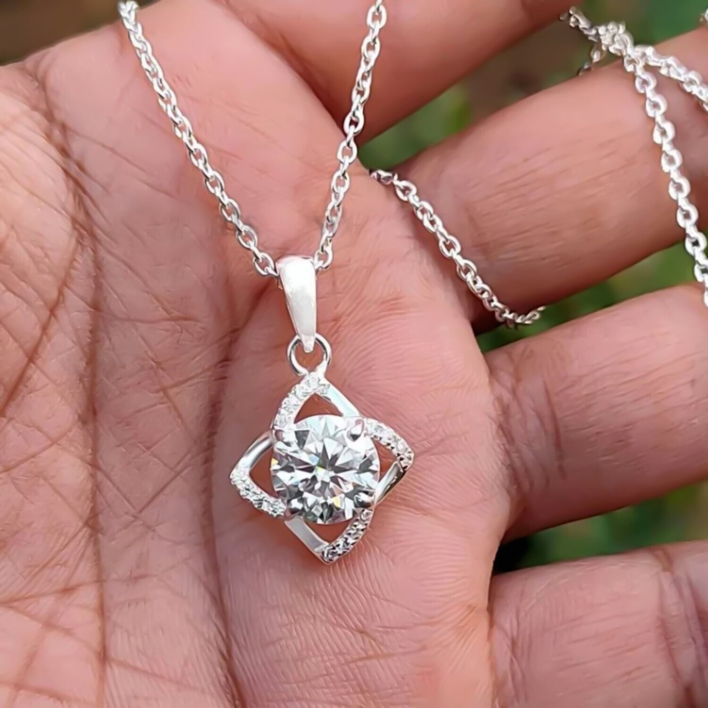 3.70 Ct Certified White Moissanite Pendant Black Friday Gift Idea 18K Gold Plated V 18K Gold Plated