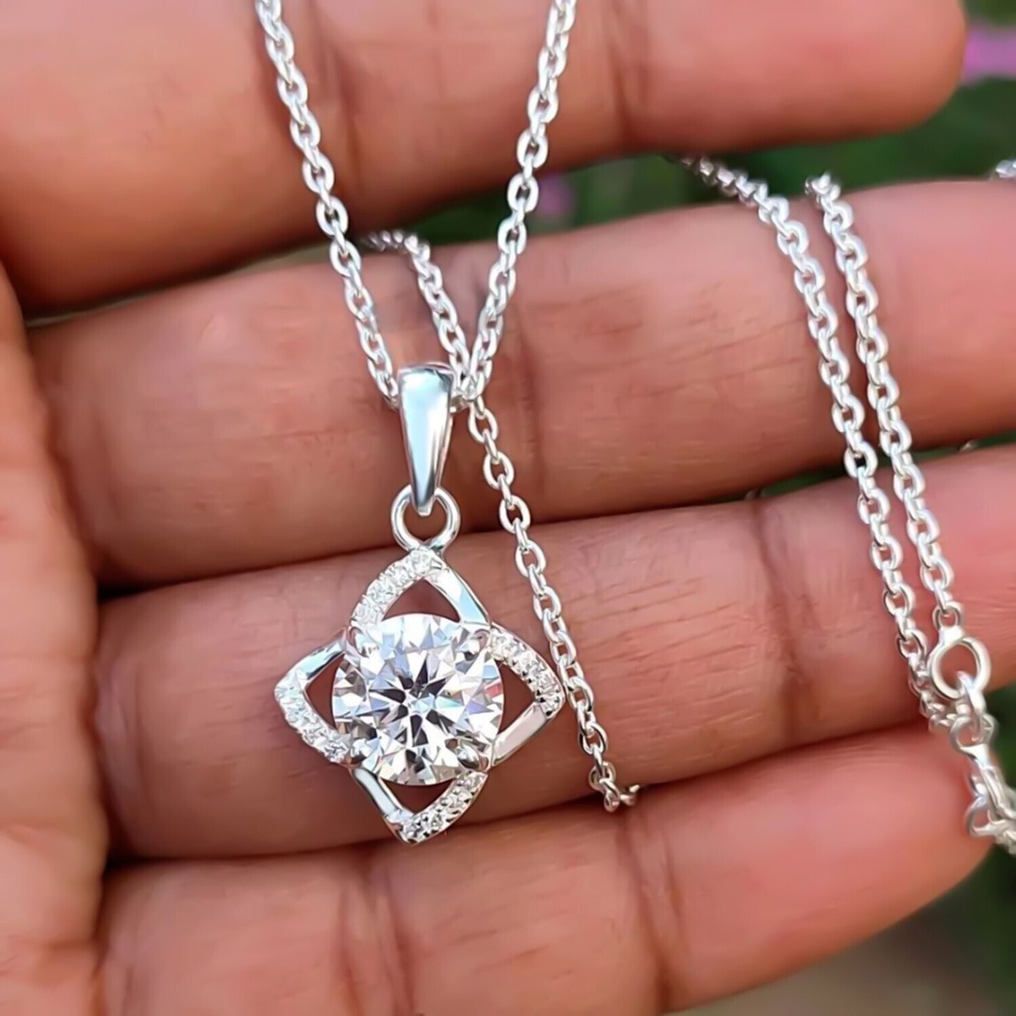 3.70 Ct Certified White Moissanite Pendant Black Friday Gift Idea 18K Gold Plated V 18K Gold Plated