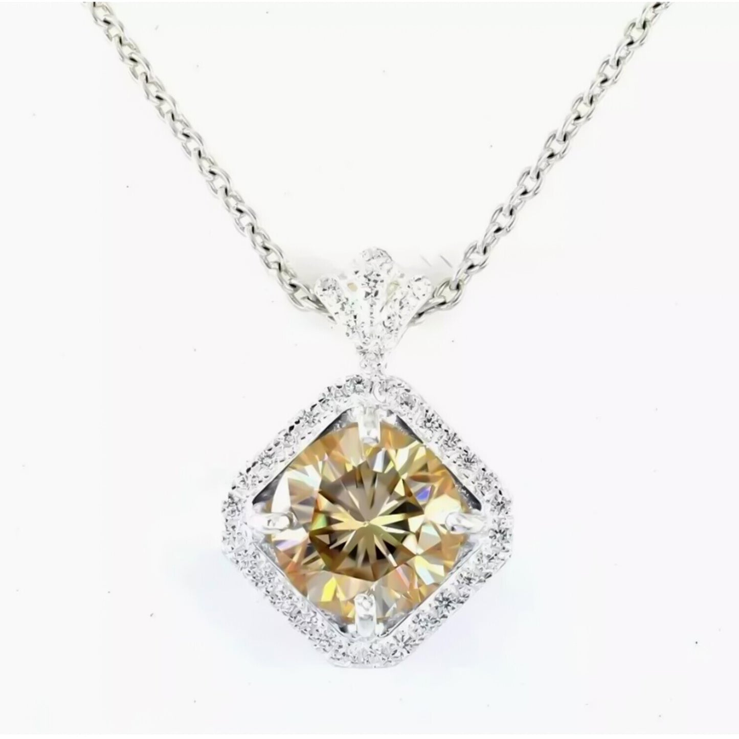 6.50 Ct Champagne Moissanite Pendant Gold Vermeil Gift for Women Black Friday - GEMHUB & CO.