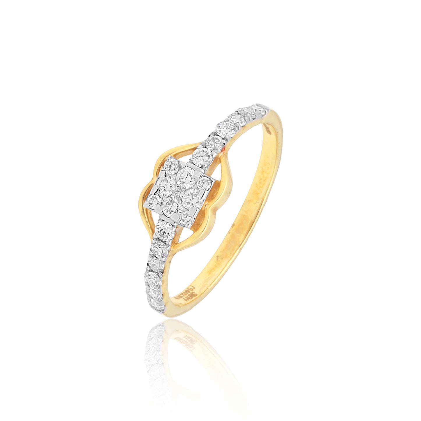 0.41 Ct. IGI Certified 18K Solid Yellow Gold Diamond Cluster Ring For Women - view 3