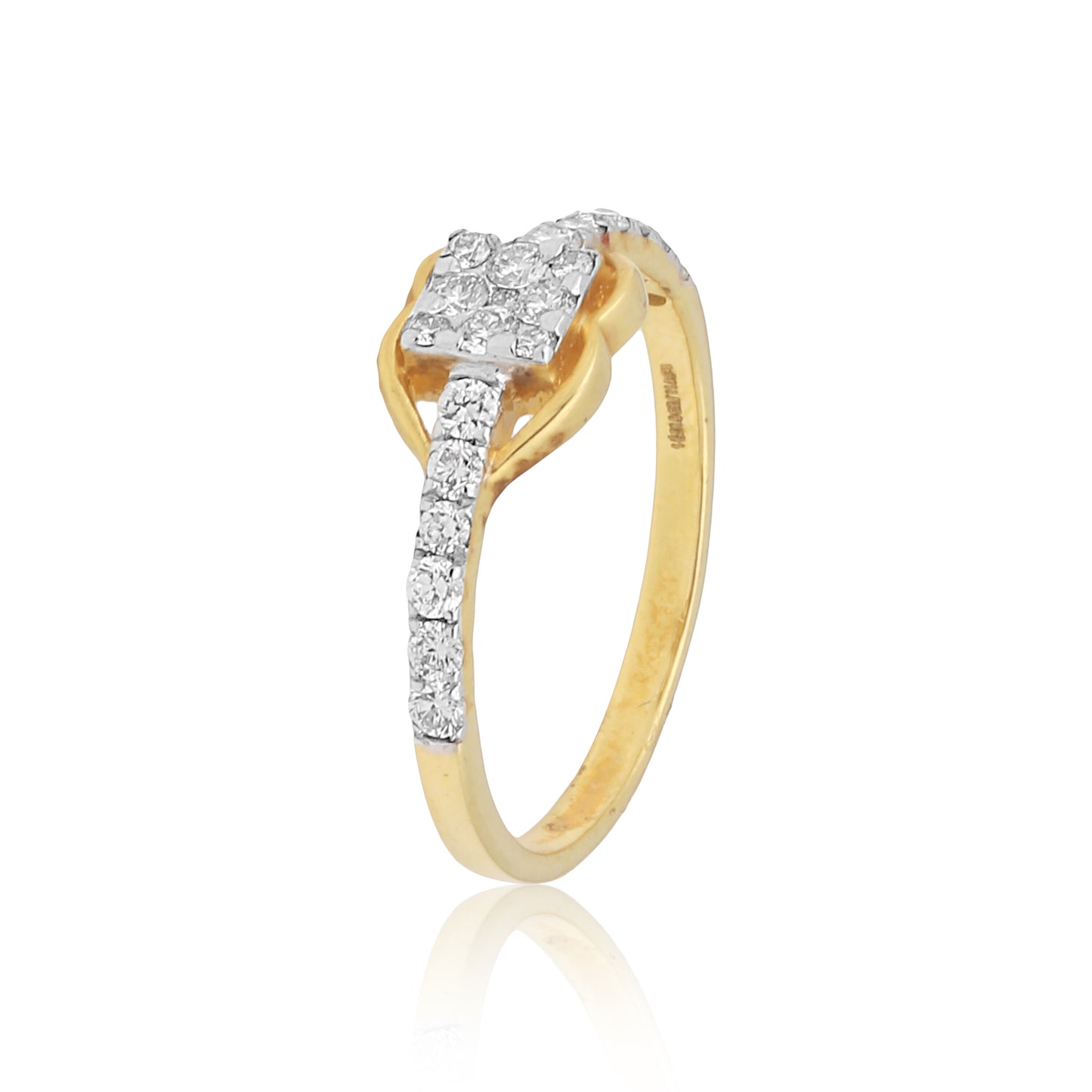 0.41 Ct. IGI Certified 18K Solid Yellow Gold Diamond Cluster Ring For Women - view 5