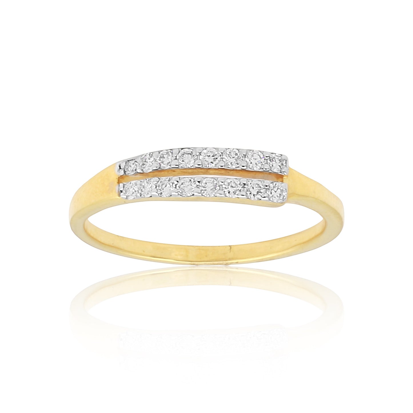 0.20 Ct. IGI Certified 18k Yellow Gold Two Row HI VS Diamond Pave Band Ring - view 3