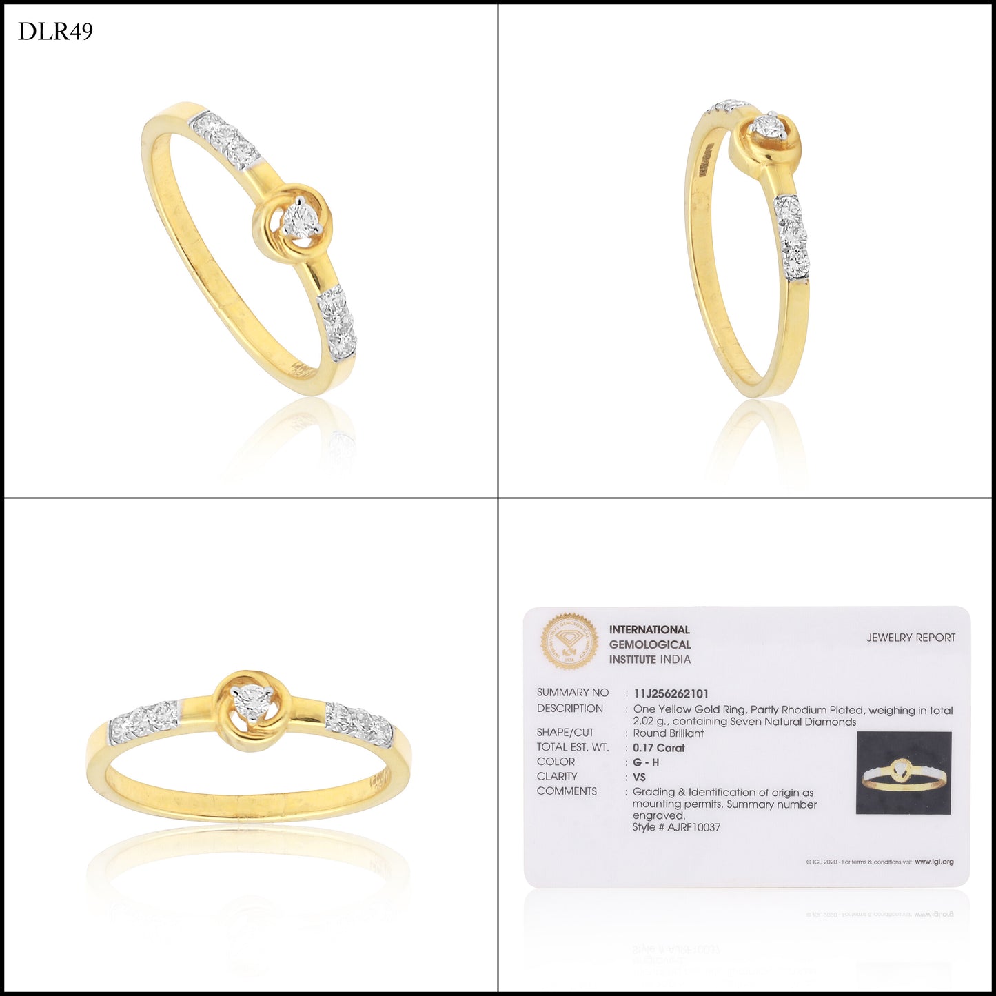 0.17 Ct. IGI Certified 18k Yellow Gold Diamond Elegant Design Ladies Ring - view 8