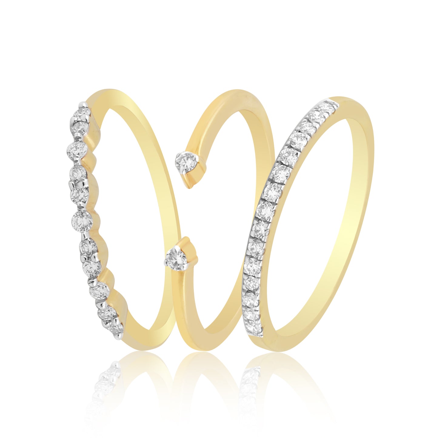 0.35 Ct. IGI Certified Natural Diamond 18k Yellow Gold Stackable Ring Set of 3 - view 5