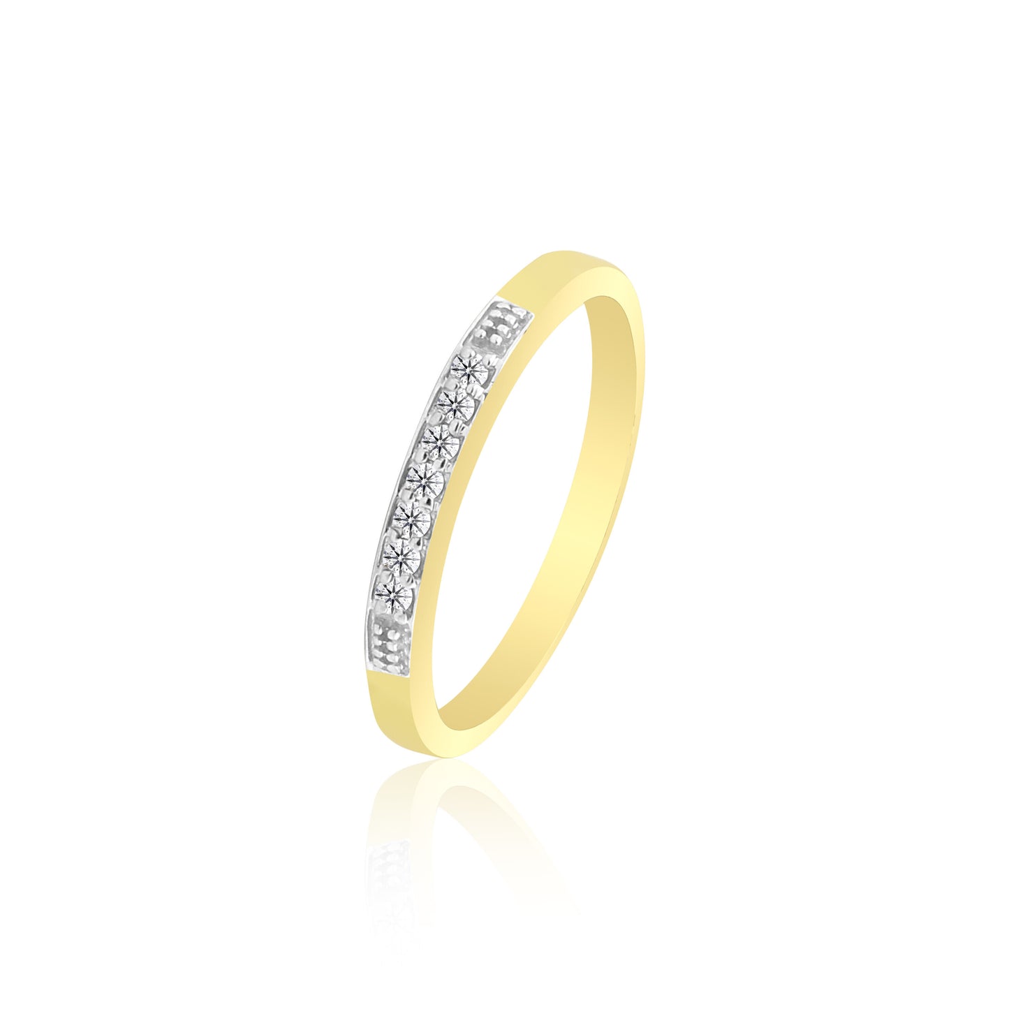 0.08 Ct. IGI Certified Natural Diamond 18k Solid Yellow Gold Bar Band Ring - view 3
