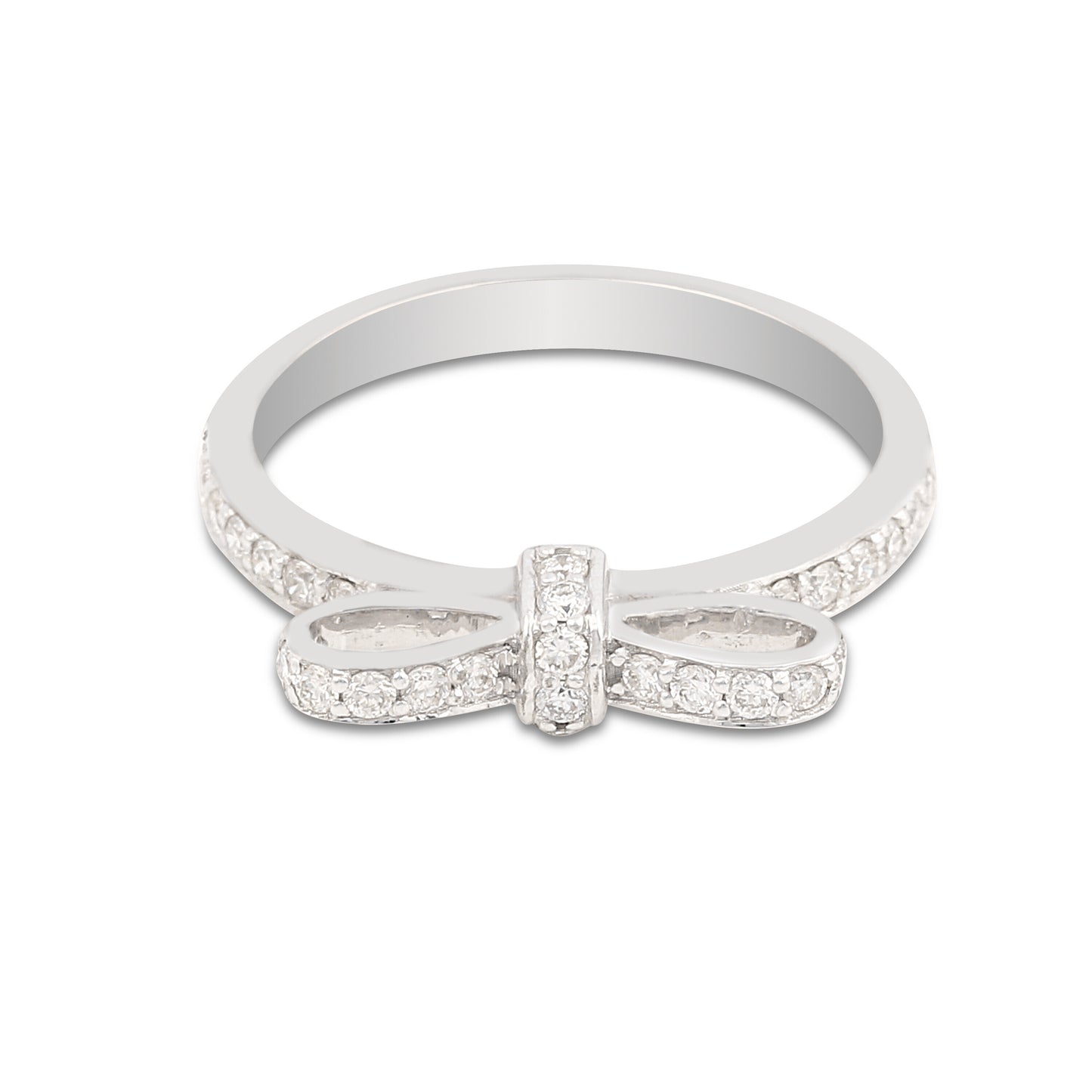 0.36 Ct. IGI Certified Natural Diamond 18k White Gold Solitaire Bypass Ring - view 2