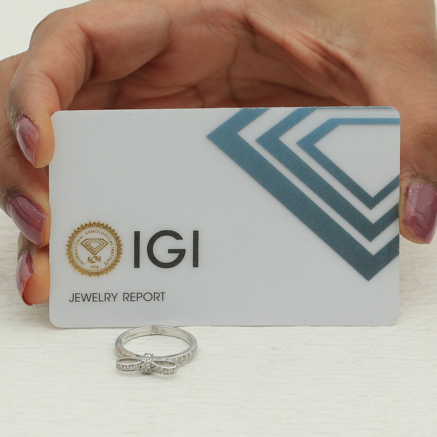 0.36 Ct. IGI Certified Natural Diamond 18k White Gold Solitaire Bypass Ring - view 9
