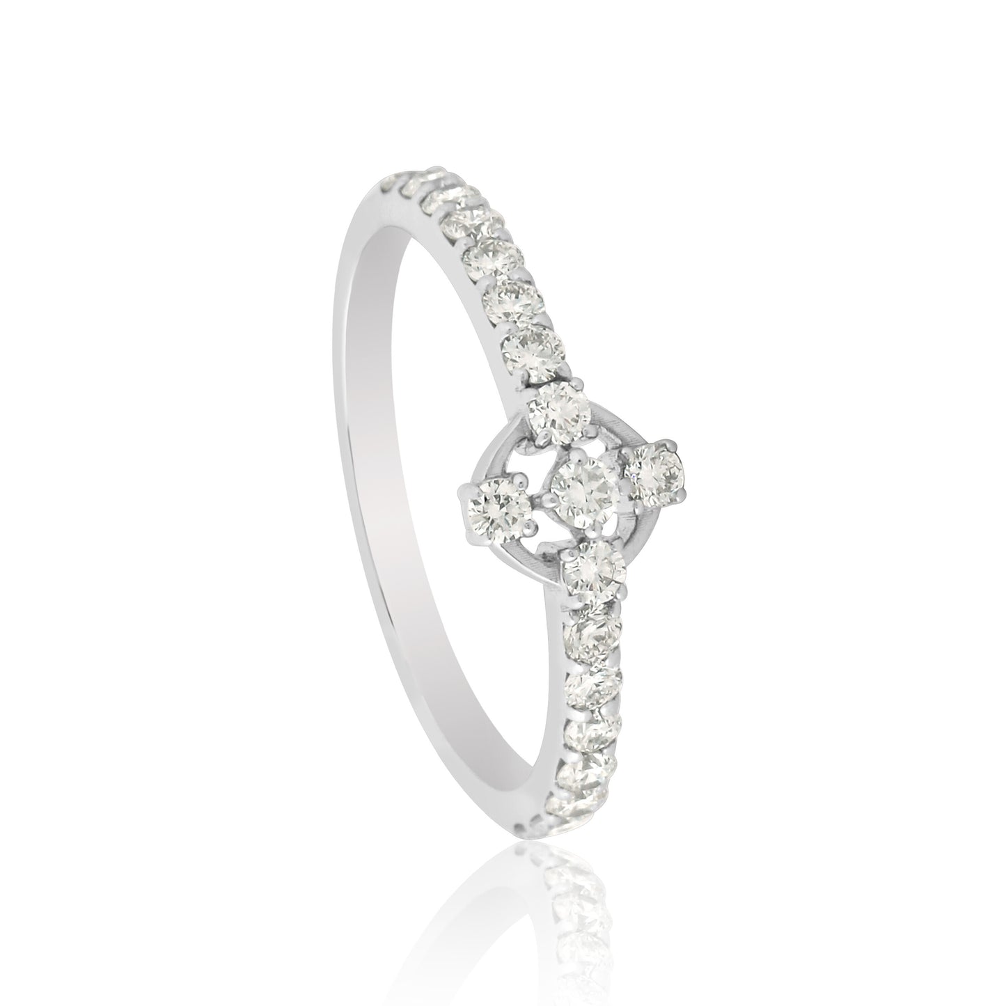 0.47 Ct. IGI Certified Natural Diamond 18k White Gold Cluster Engagement Ring - view 2