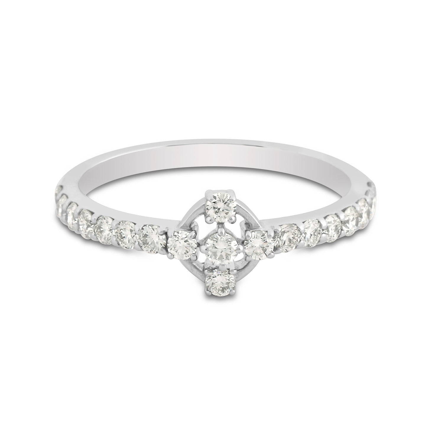 0.47 Ct. IGI Certified Natural Diamond 18k White Gold Cluster Engagement Ring - view 3