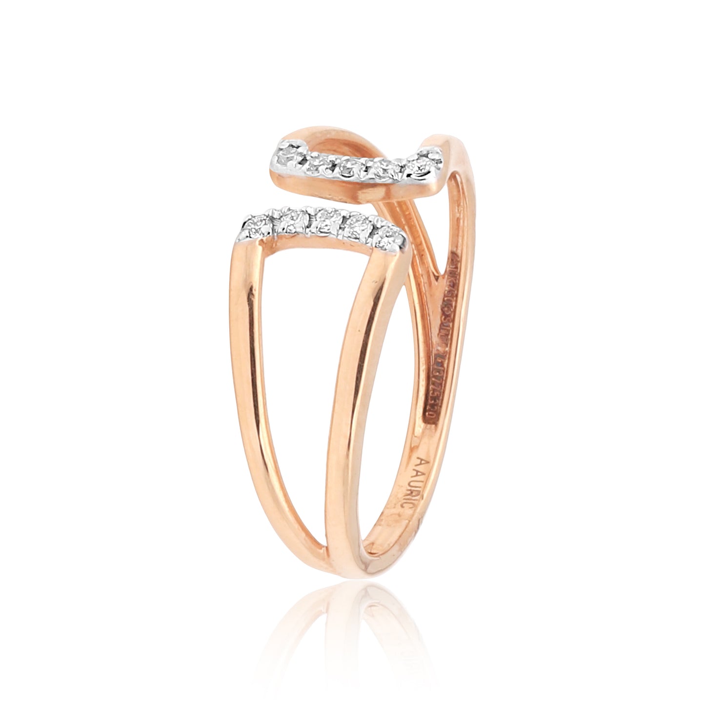 0.08 Ct. IGI Certified Natural Diamond 18k Rose Gold Cuff Ring For Women - view 6