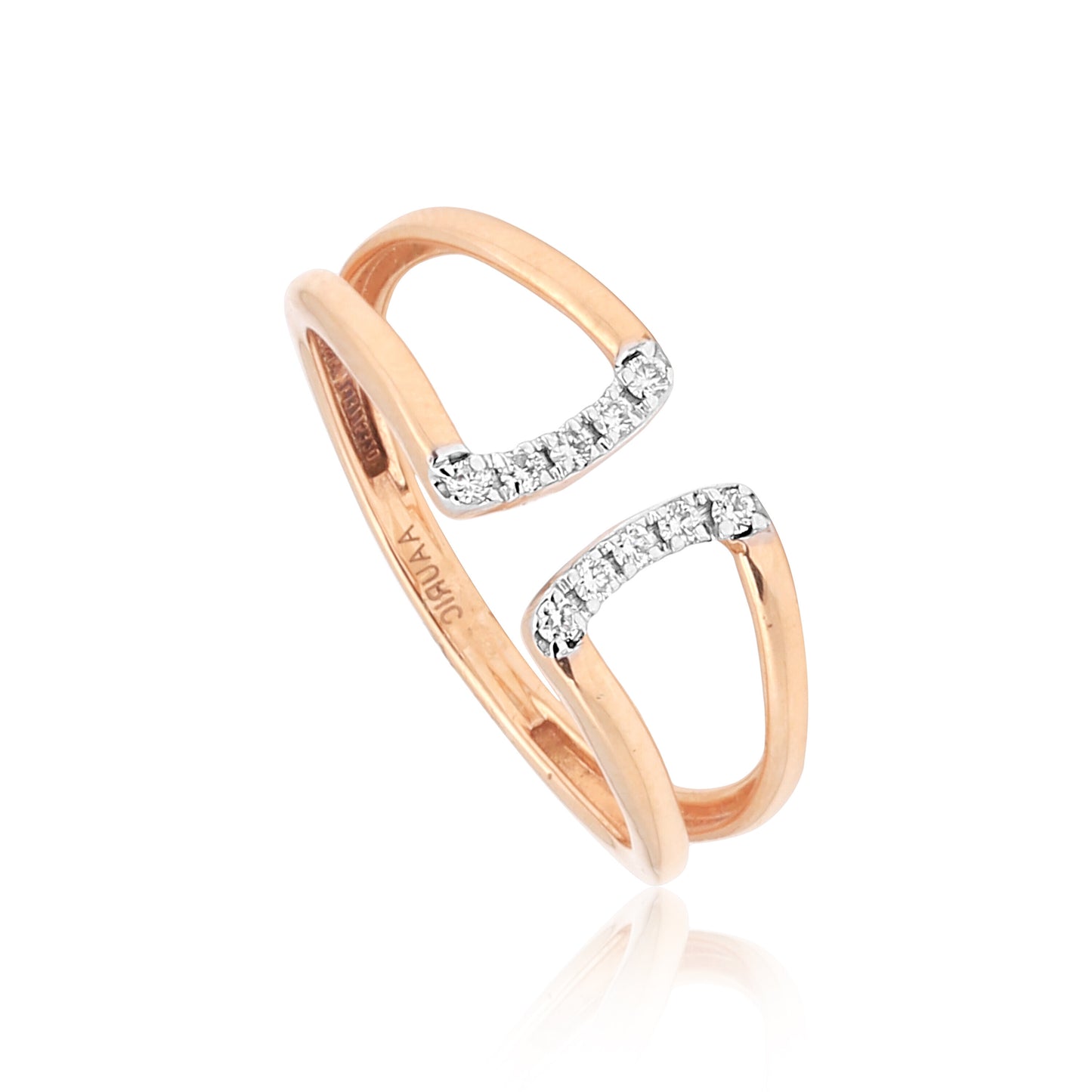 0.08 Ct. IGI Certified Natural Diamond 18k Rose Gold Cuff Ring For Women - view 3