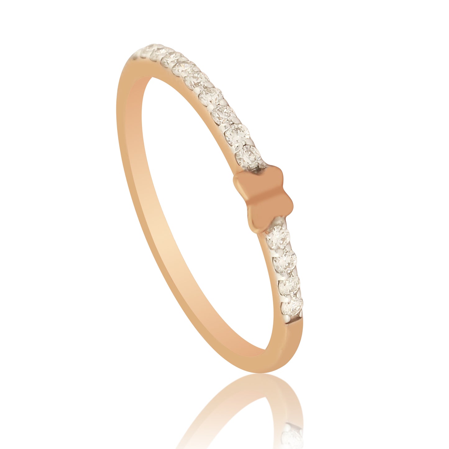 0.41 Ct. IGI Certified Natural Diamond 18k Rose Gold Butterfly Ring For Gift - view 2