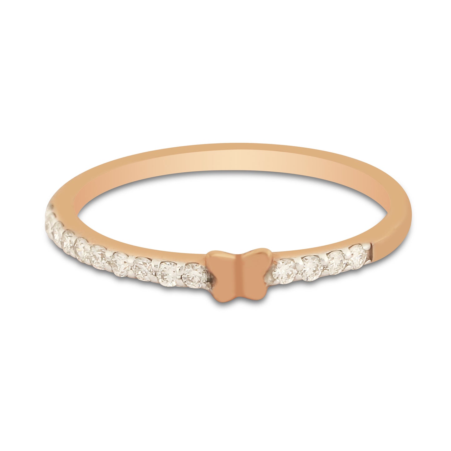 0.41 Ct. IGI Certified Natural Diamond 18k Rose Gold Butterfly Ring For Gift - view 3