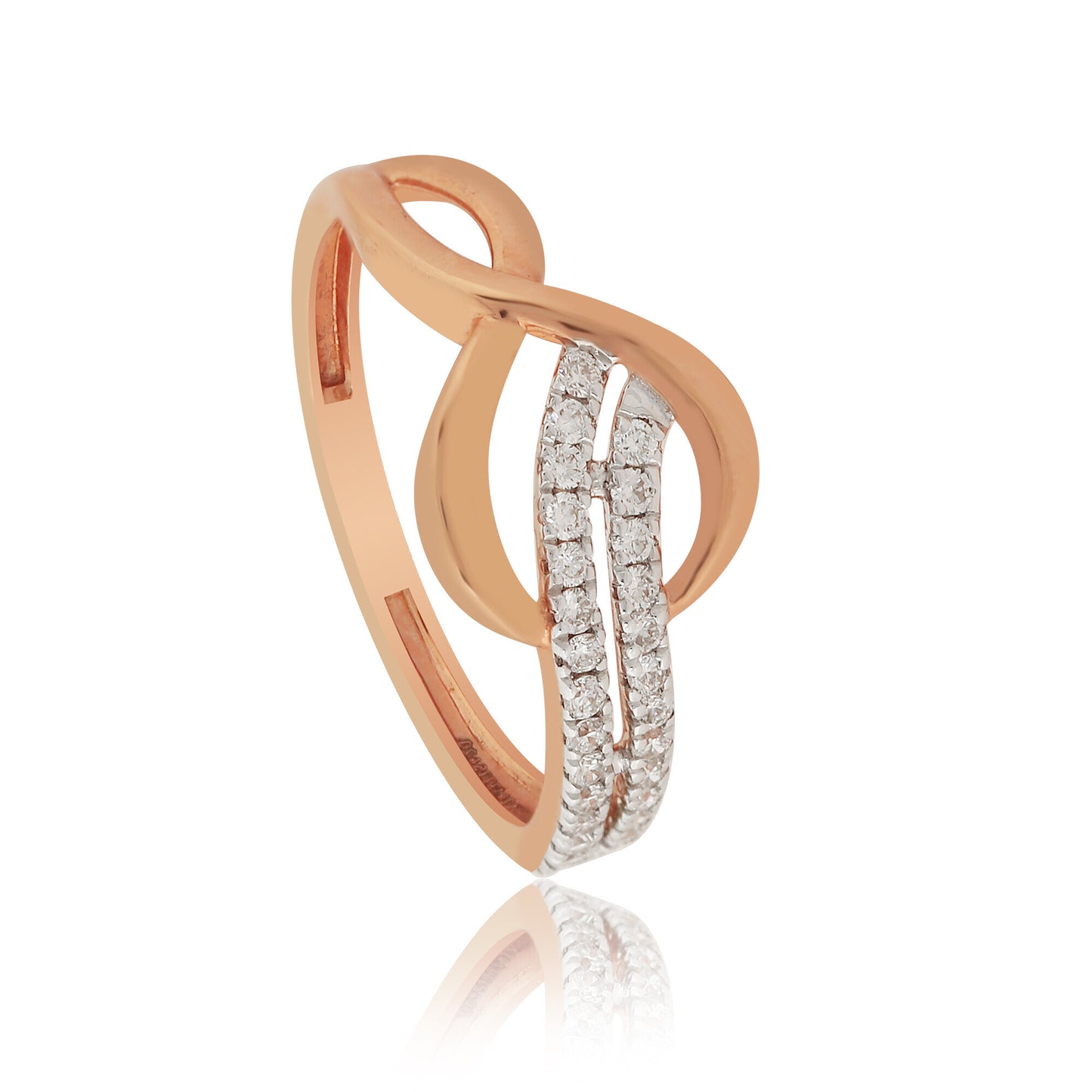 0.25 Ct. IGI Certified Natural Diamond 18k Rose Gold Cluster Ring For Women - view 2