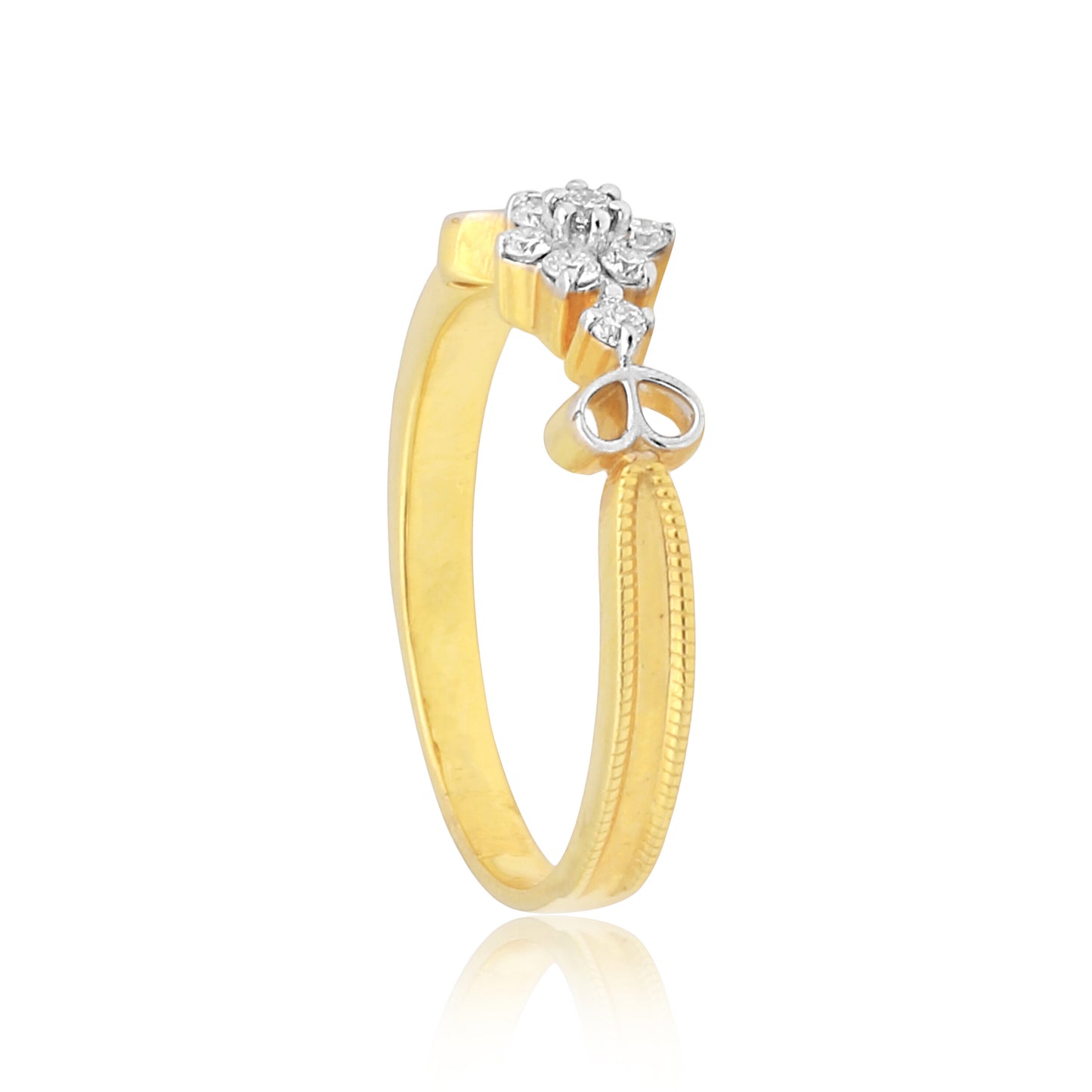 0.10 Ct. IGI Certified Delicate Diamond Flower Ring 18K Yellow Gold Fine Jewelry - view 6