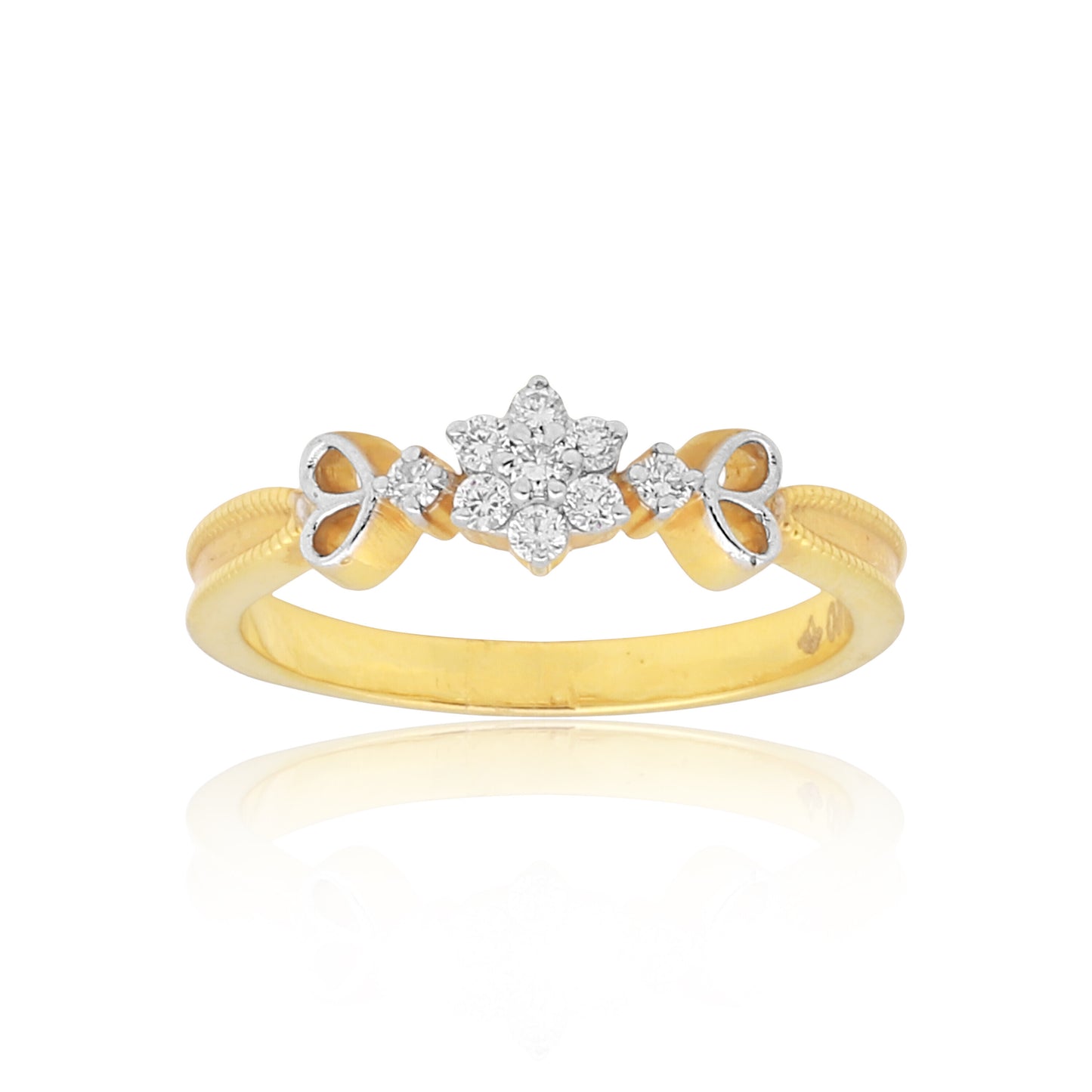 0.10 Ct. IGI Certified Delicate Diamond Flower Ring 18K Yellow Gold Fine Jewelry - view 3