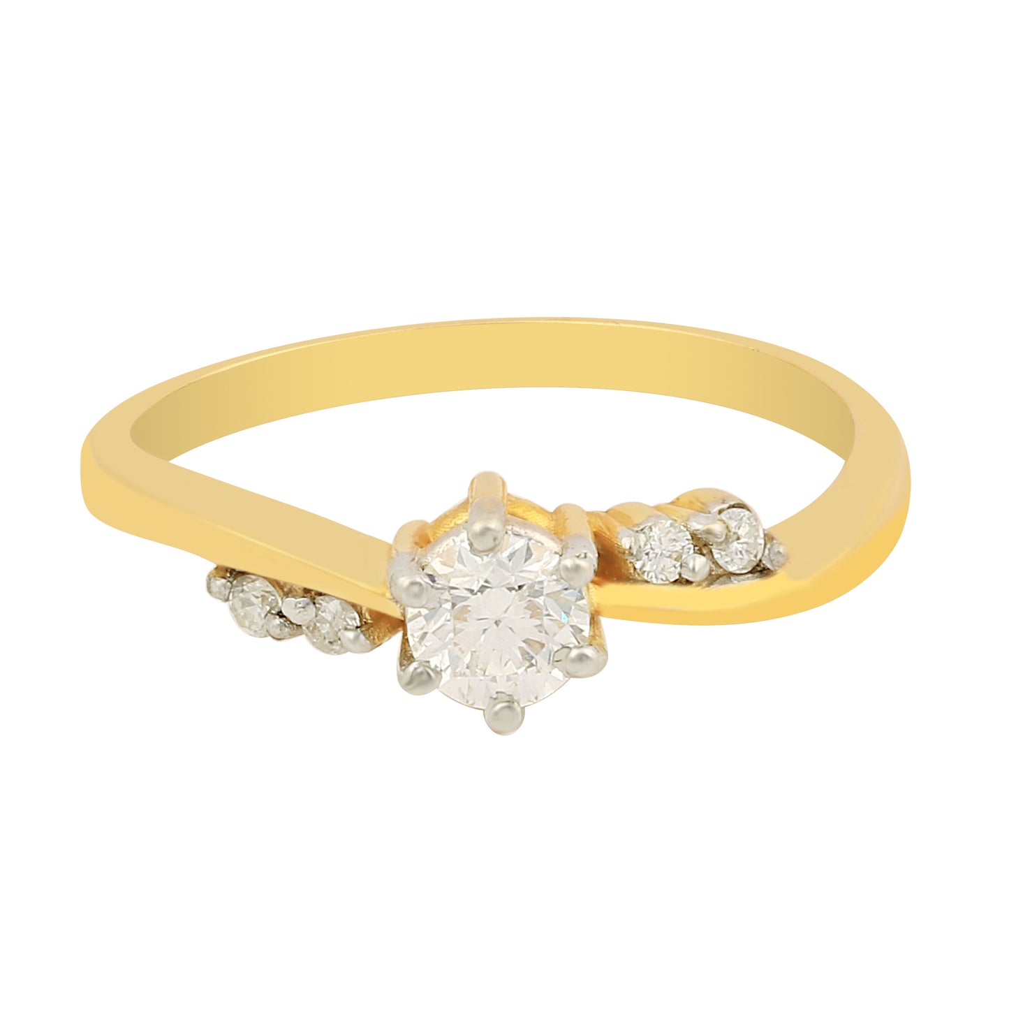 0.40 Ct. IGI Certified 18K Yellow Gold GH VS Diamond Twist Engagement Ring