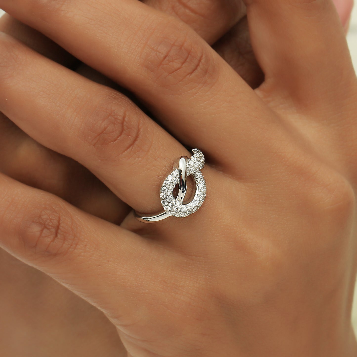 0.50 Ct. IGI Cert 18k White Gold Diamond Legacy Knot Ring - Love & Unity Symbol - view 5