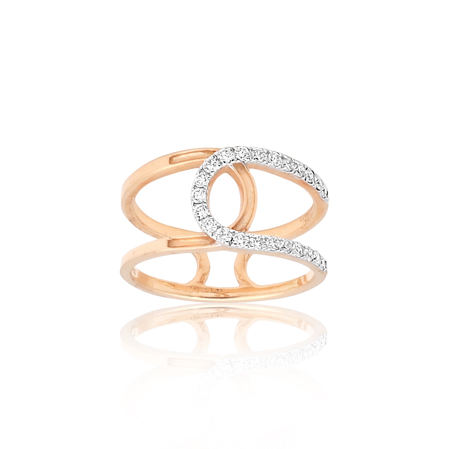 0.33 Ct. IGI Natural Diamond Rose Gold Open Band Ring in 18K for Women Gift - view 4