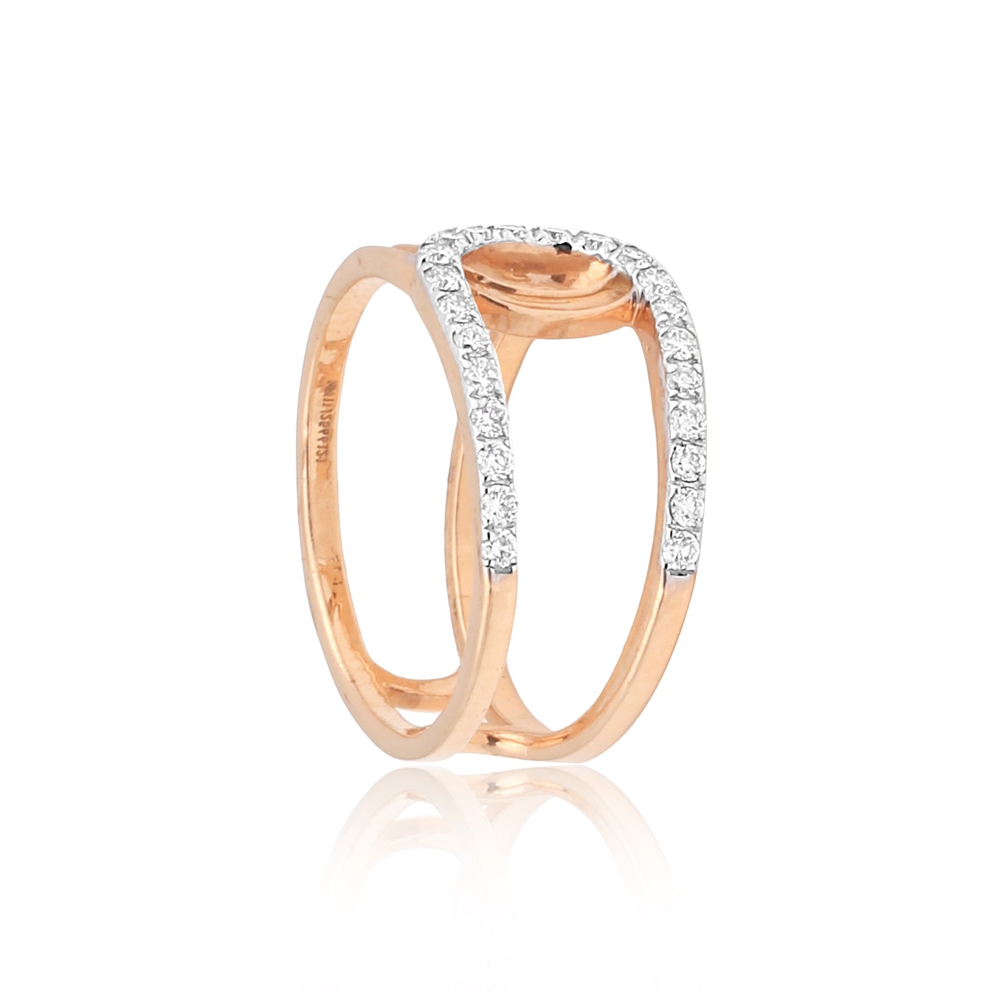 0.33 Ct. IGI Natural Diamond Rose Gold Open Band Ring in 18K for Women Gift - view 2
