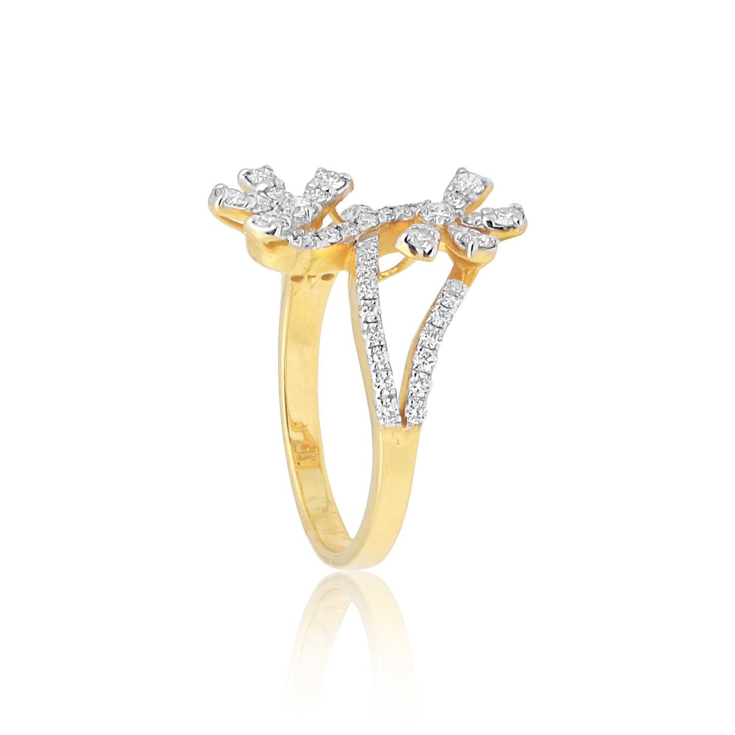 0.64 Ct. IGI Natural Diamond Floral Design Ring in 18K Yellow Gold for Women - view 4