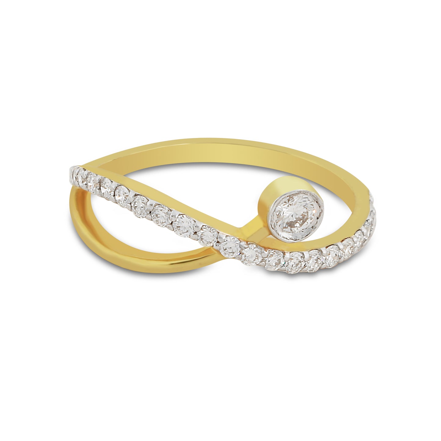 0.39 Ct. IGI Certified Natural Diamond 18k Yellow Gold Infinity Ring For Wife - view 3