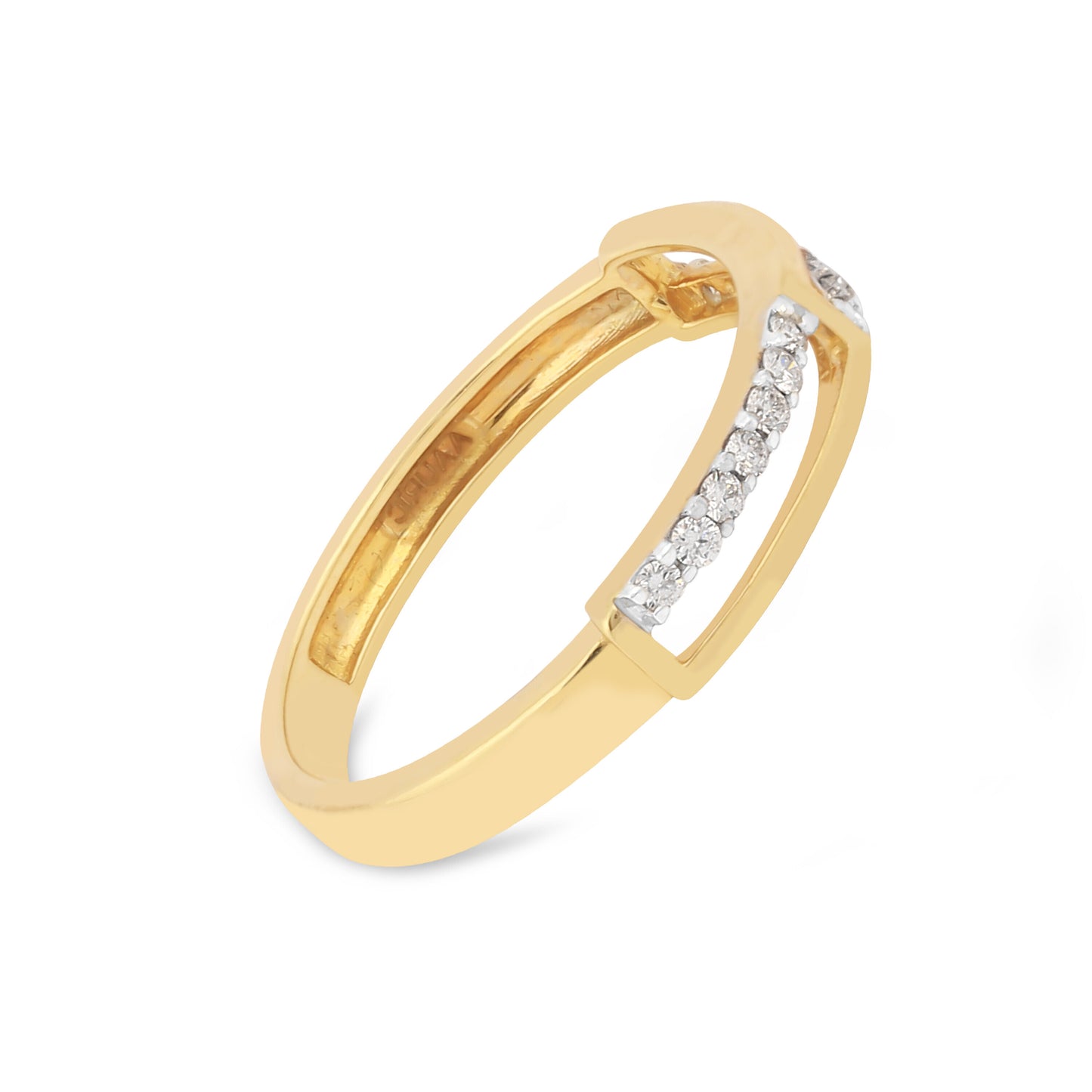 0.17 Ct. IGI Certified Natural Diamond 18k Yellow Gold Bar Ring For Girl Gift - view 5