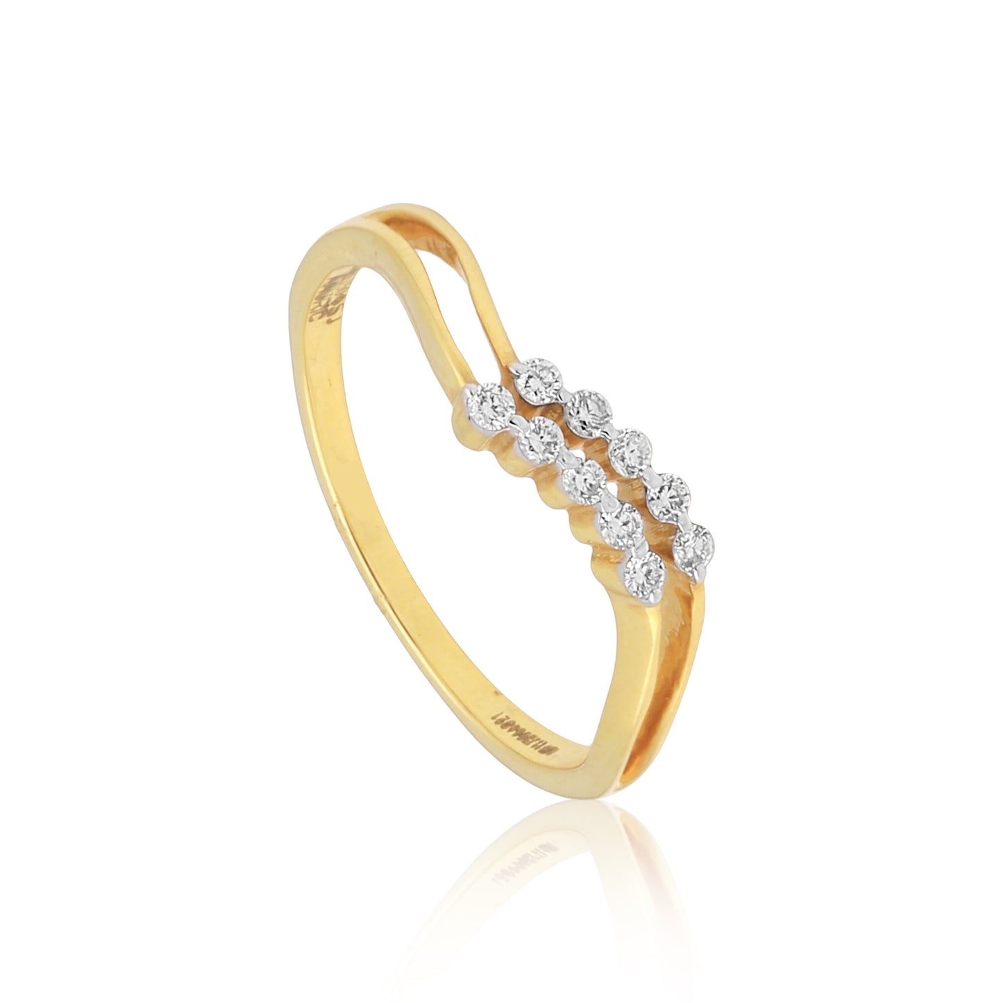 0.13 Ct. IGI Certified 18k Yellow Gold GH VS White Diamond Bypass Ring - view 2