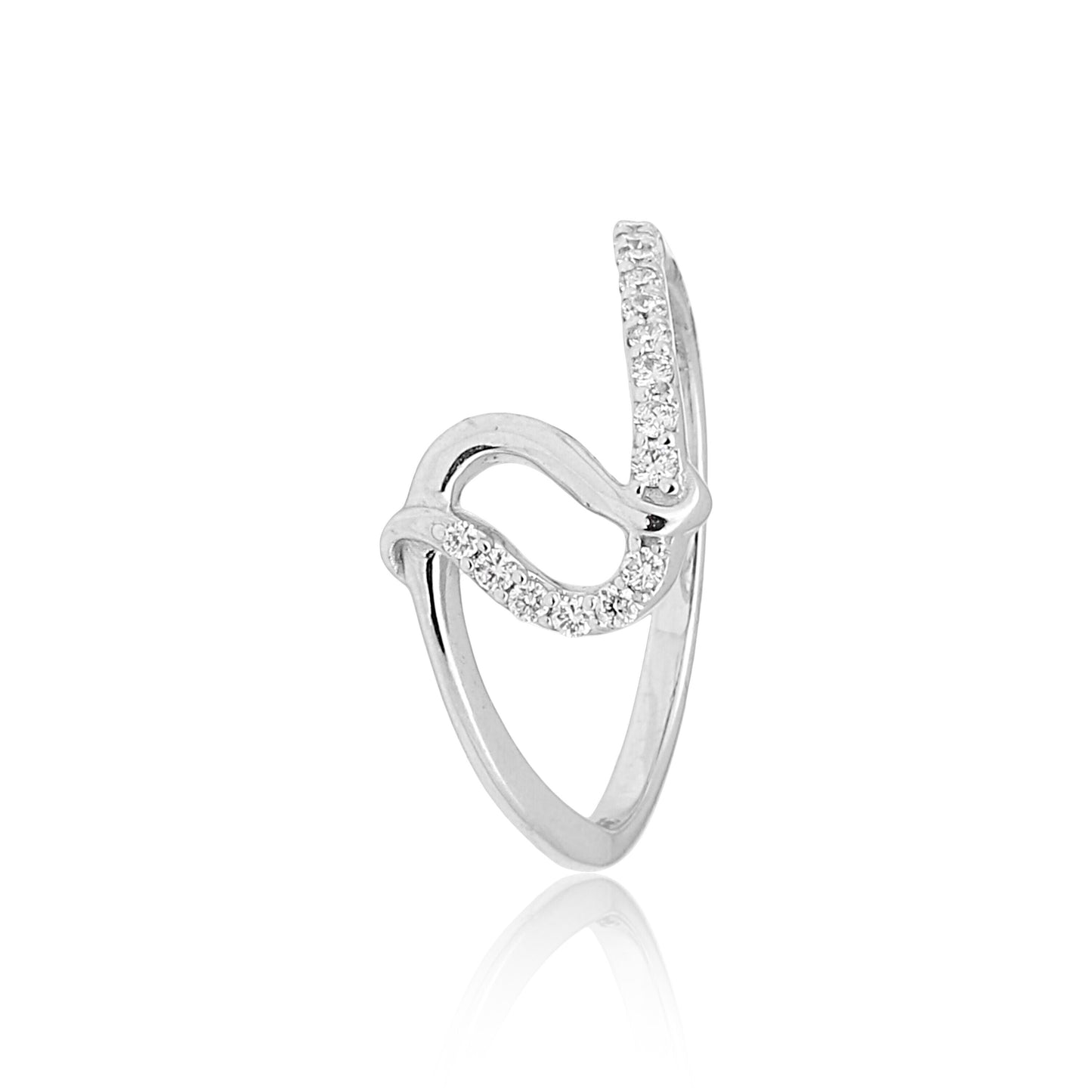 0.16 Ct. IGI Certified Natural Diamond 18k White Gold Loop Ring For Women - view 5
