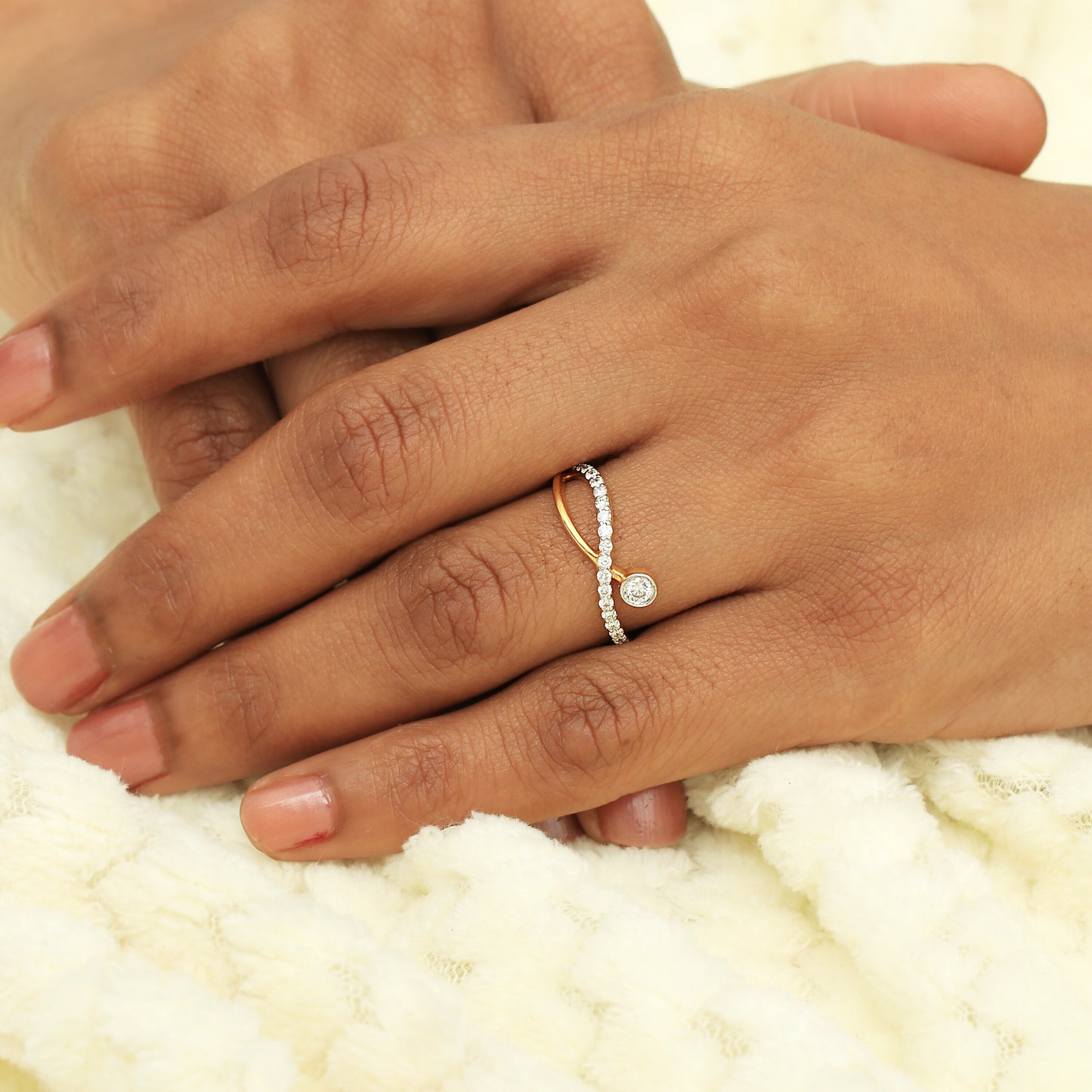 0.39 Ct. IGI Certified Natural Diamond 18k Yellow Gold Infinity Ring For Wife - view 5