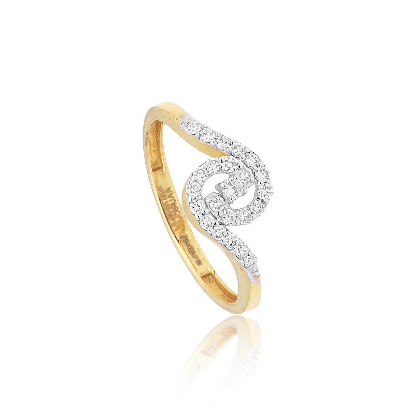 0.28 Ct. IGI Certified Natural Diamond 18k Solid Yellow Gold Bypass Ring - view 3