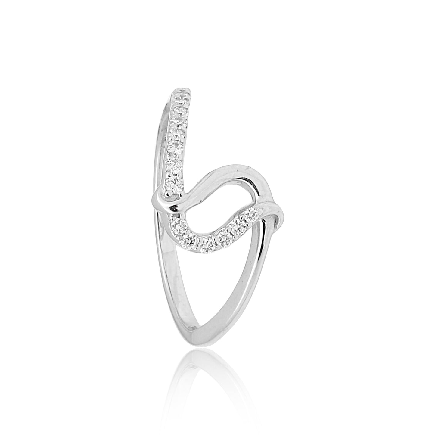 0.16 Ct. IGI Certified Natural Diamond 18k White Gold Loop Ring For Women - view 2