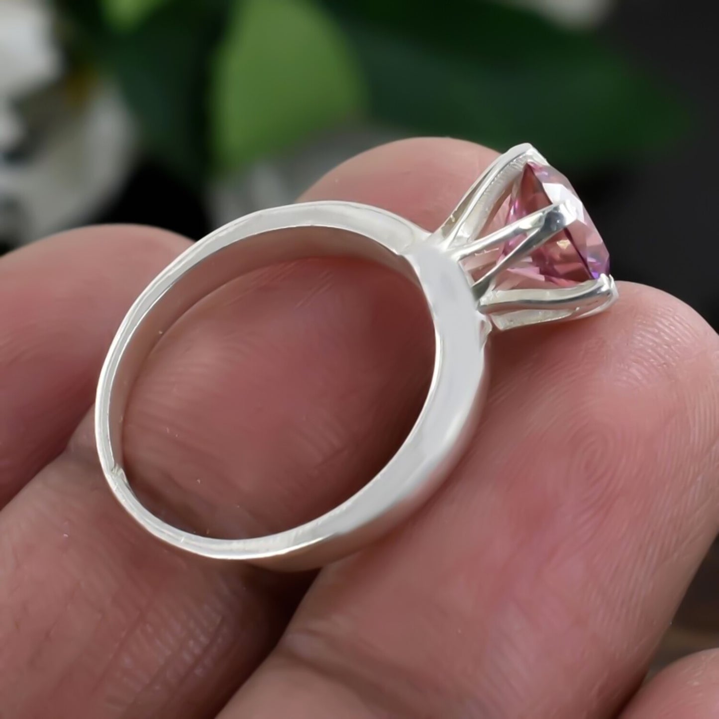 Certified 2.20ct VVS1 Pink Moissanite Solitaire Ring for Lover Gift 18K Gold Plated