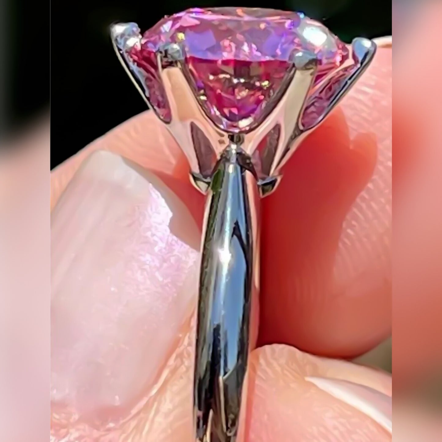 Certified 3ct VVS1 Shiny Pink Moissanite Ring in Jewelry for Love 18K Gold Plated V 18K Gold Plated