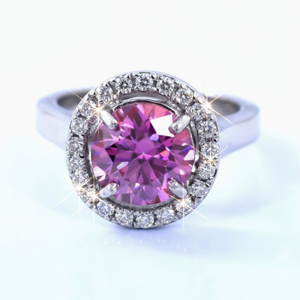 Certified 2.50ct VVS1 Pink Moissanite Ring Jewelry Birthday Gift 18K Gold Plated Ve 18K Gold Plated