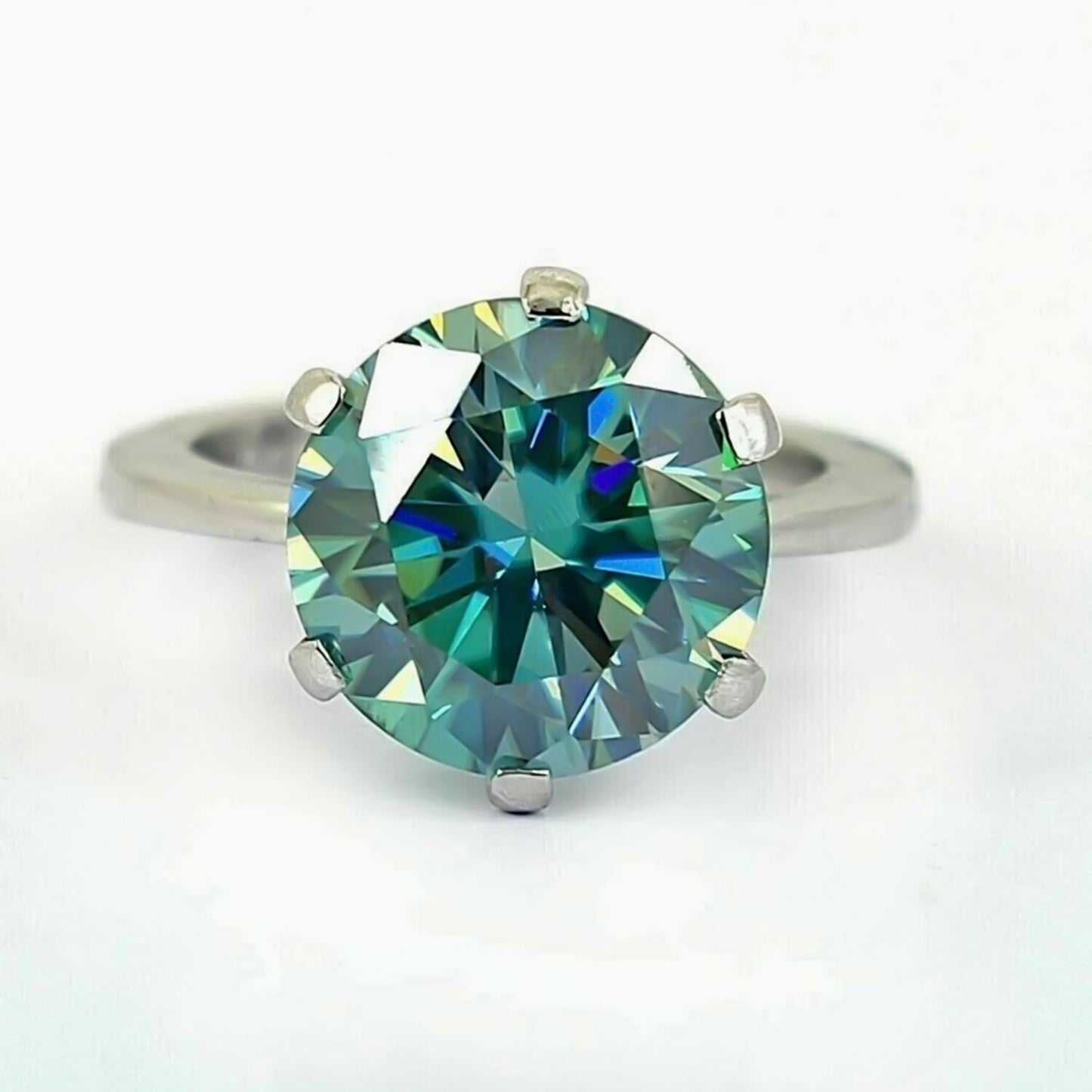 Certified 7.55ct VS1 Blue Moissanite Ring Fine Jewelry for Gift 18K Gold Plated Ver 18K Gold Plated