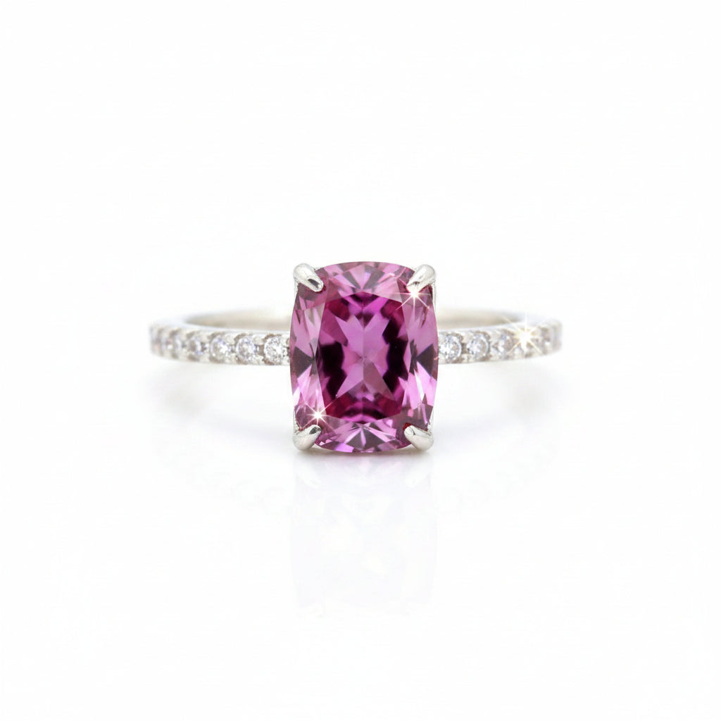 Certified 2.10ct VS1 Pink Moissanite Engagement Ring in AAA Gift 18K Gold Plated Ve 18K Gold Plated
