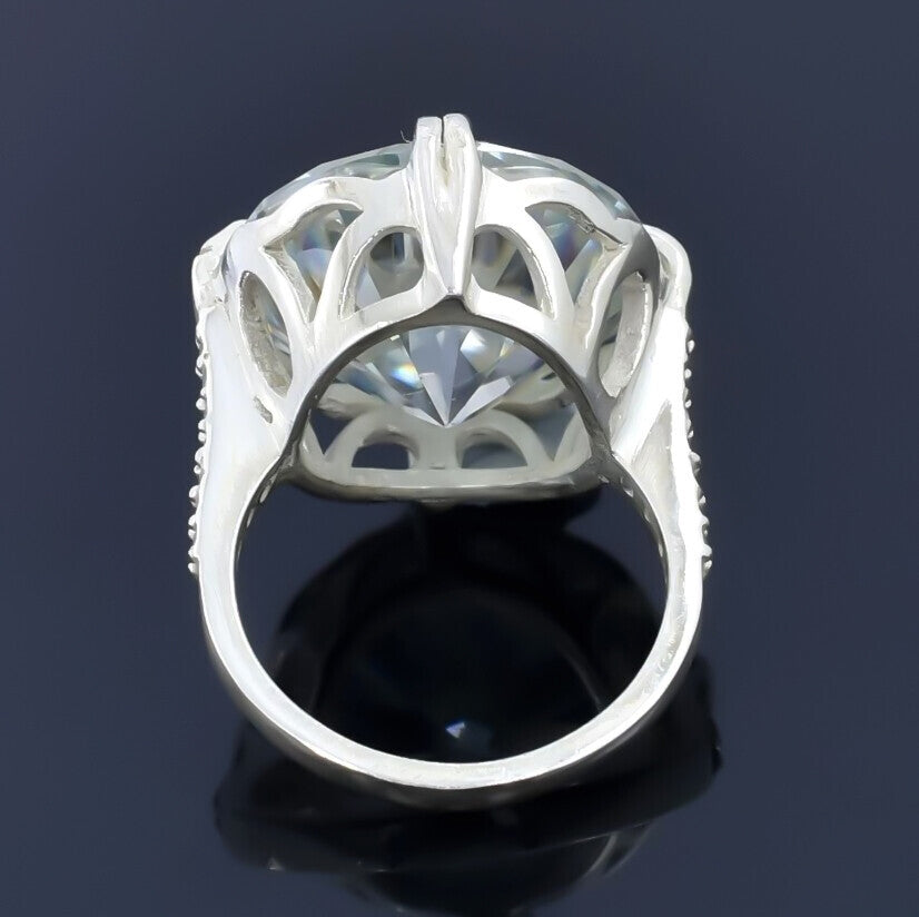 Certified Natural 10ct VS1 Round White Moissanite Ring Jewelry 18K Gold Plated Verm 18K Gold Plated