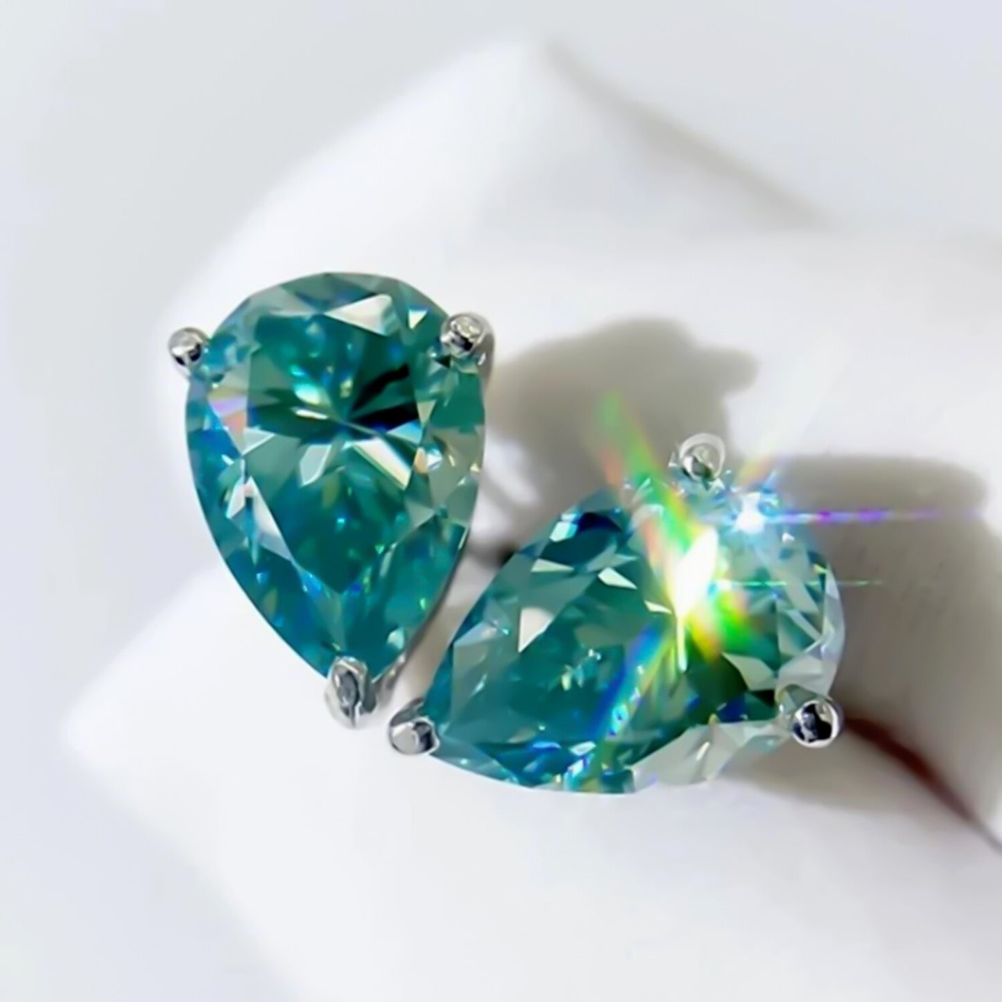 6.00 Ct Certified Blue Moissanite Stud Earrings in Gold Vermeil For Love - GEMHUB & CO.