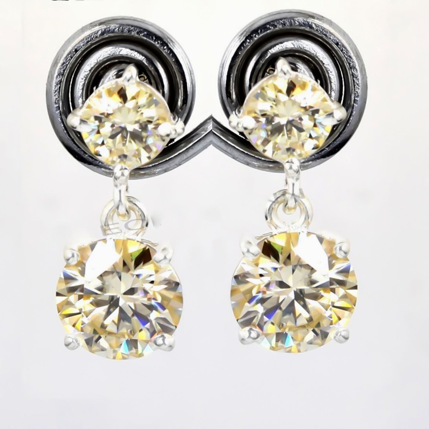 7.00 Ct Certified Champagne Moissanite Earrings in Gold Vermeil For Wedding - GEMHUB & CO.