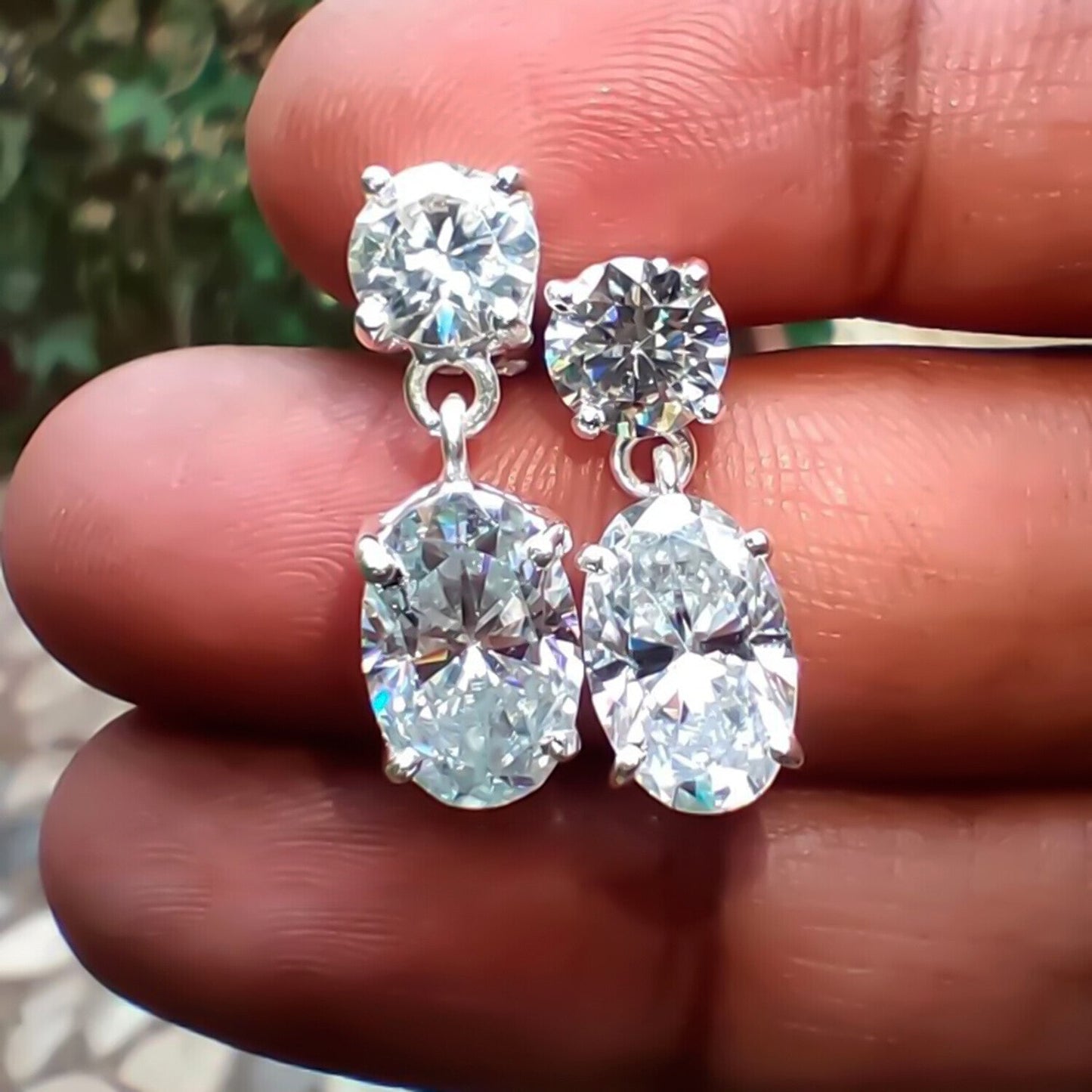 Gorgeous 7.00 Ct Oval Cut White Moissanite Earrings In Gold Vermeil