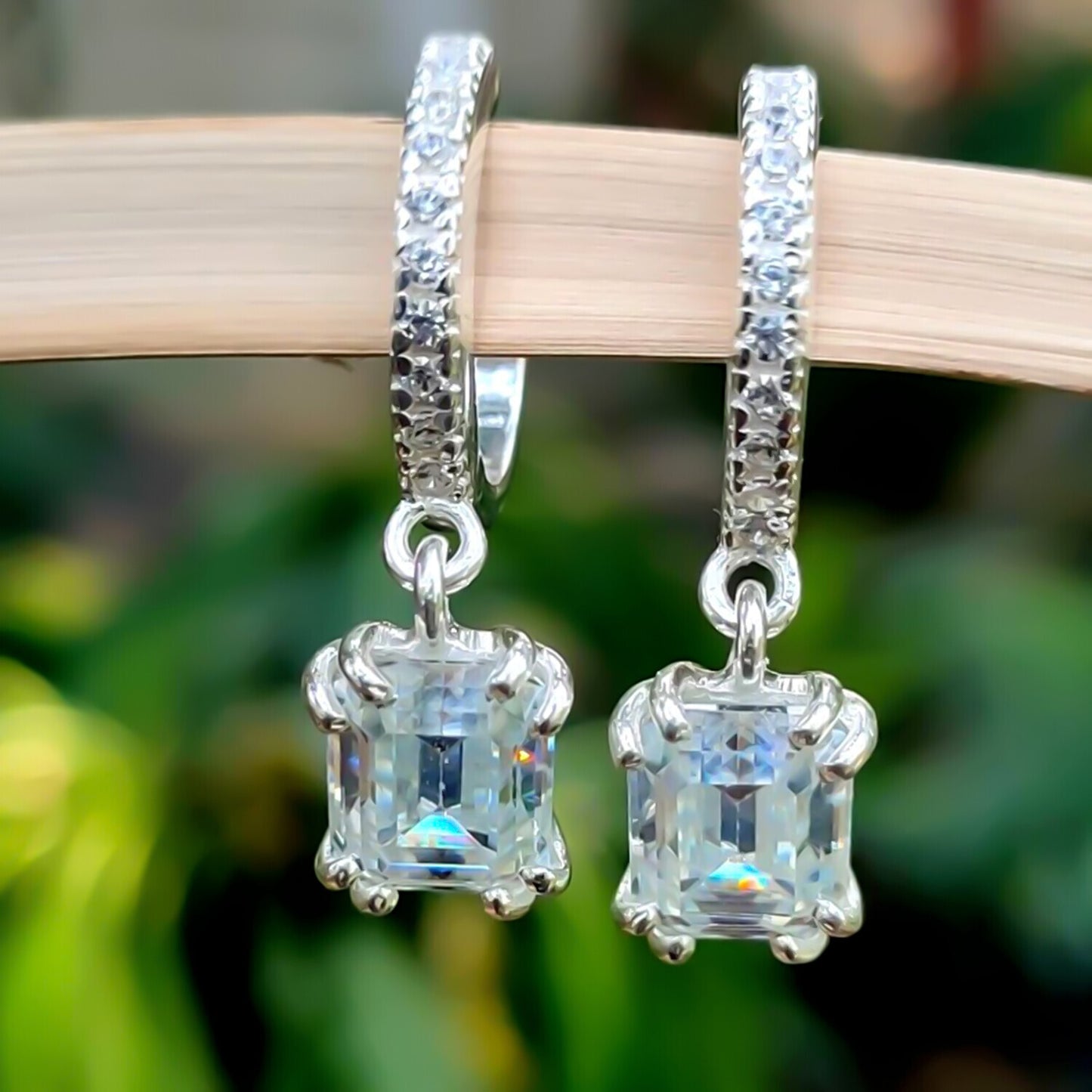 5Ct White Moissanite Solitaire Earrings With Accents In Gold Vermeil - GEMHUB & CO.