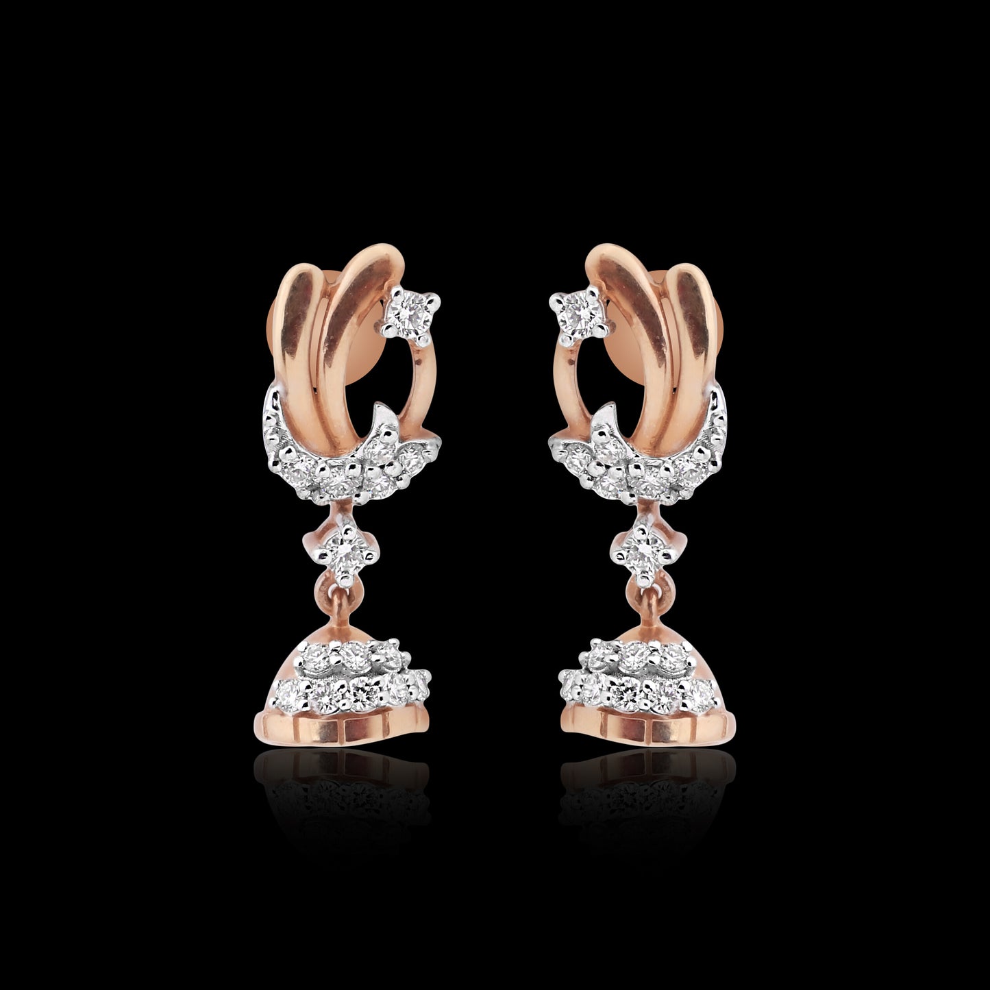 IGI Certified 0.42 Ct Diamond Stud Earrings 18k Gold Tops For Jewelry